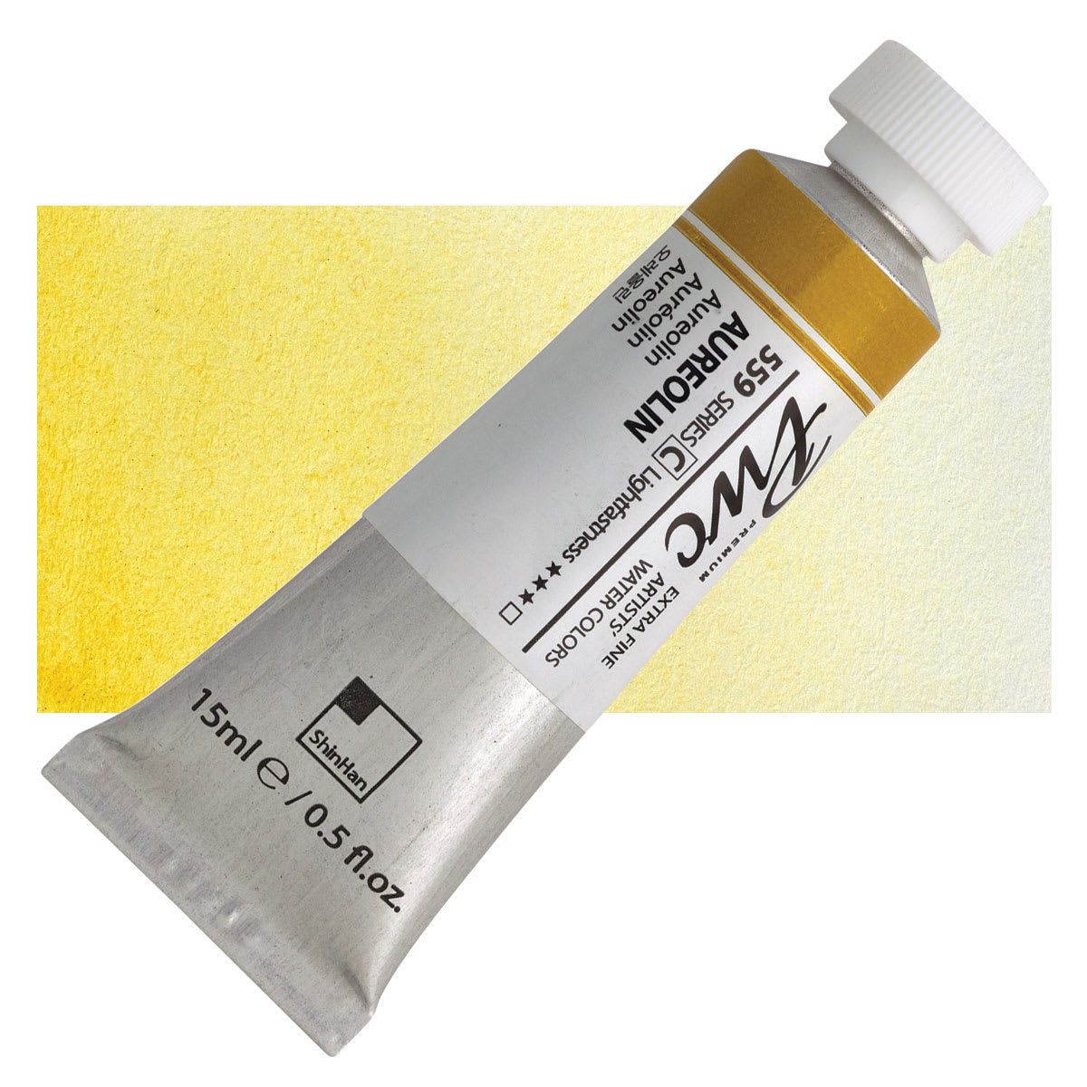 PWC Extra Fine Professional Watercolor - Aureolin, 15 ml, Tube and swatch PWC Extra Fine Professional Watercolor - Aureolin, 15 ml, Tube and swatch