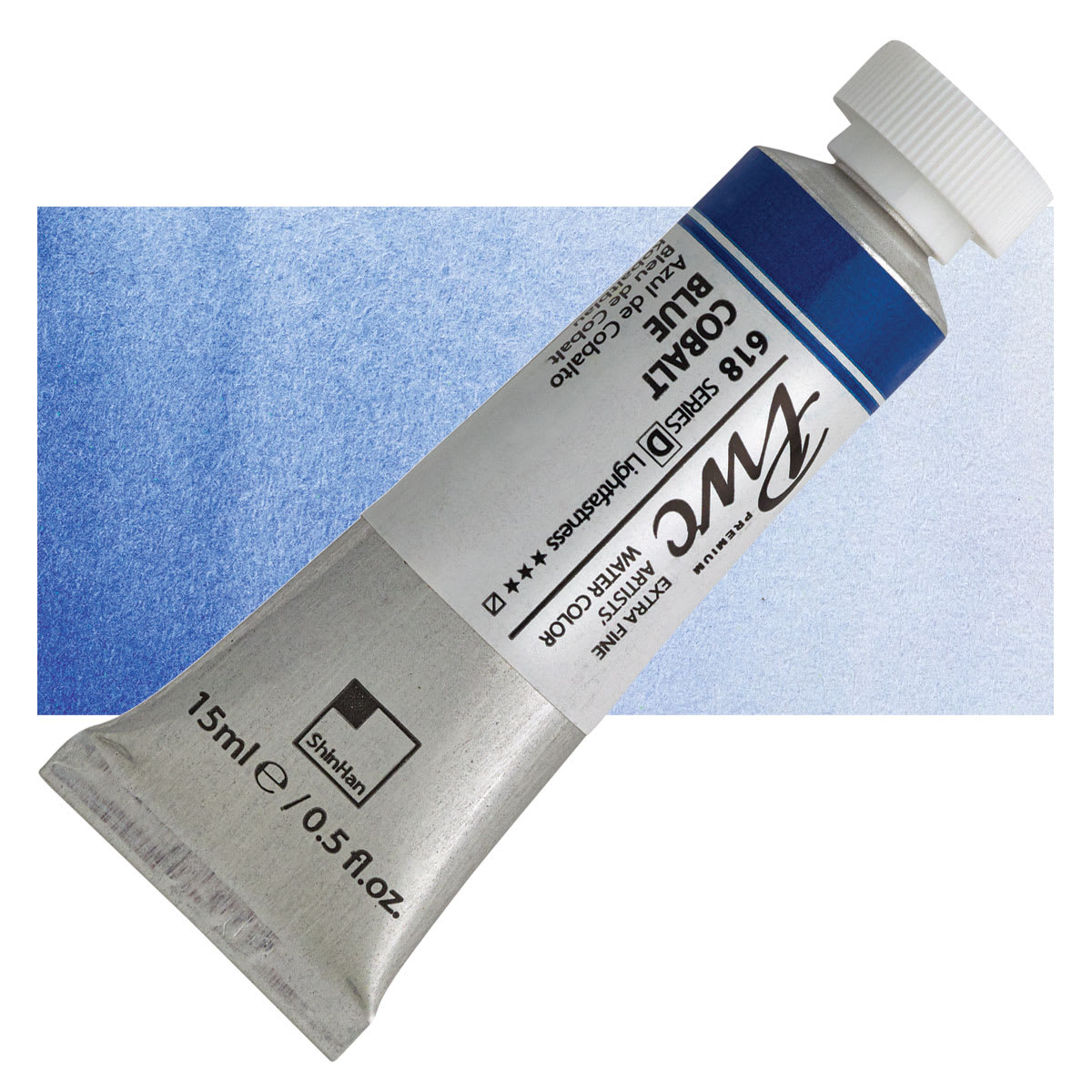 PWC Extra Fine Professional Watercolor - Cobalt Blue, 15 ml, Tube and swatch