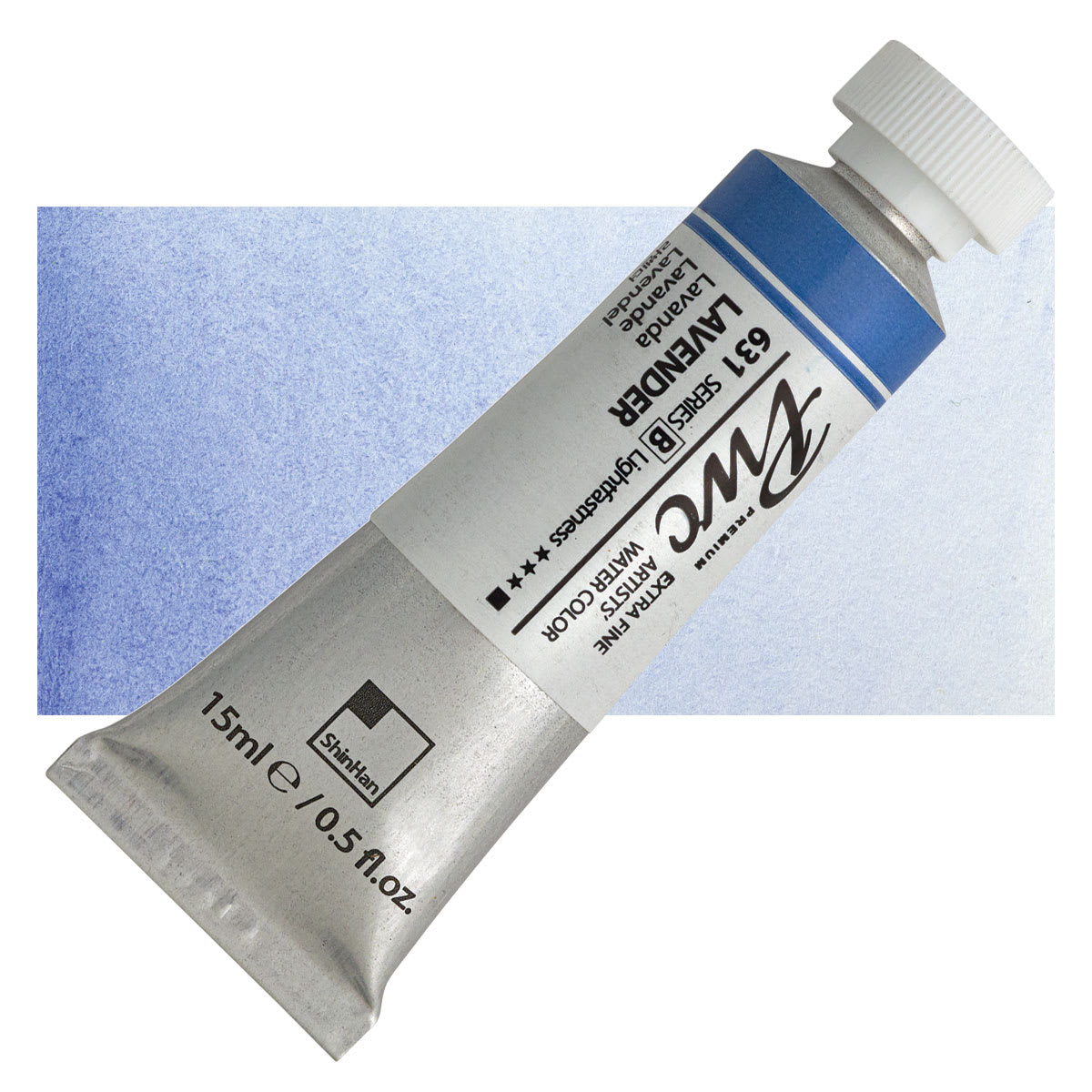 PWC Extra Fine Professional Watercolor - Lavender, 15 ml, Tube and swatch