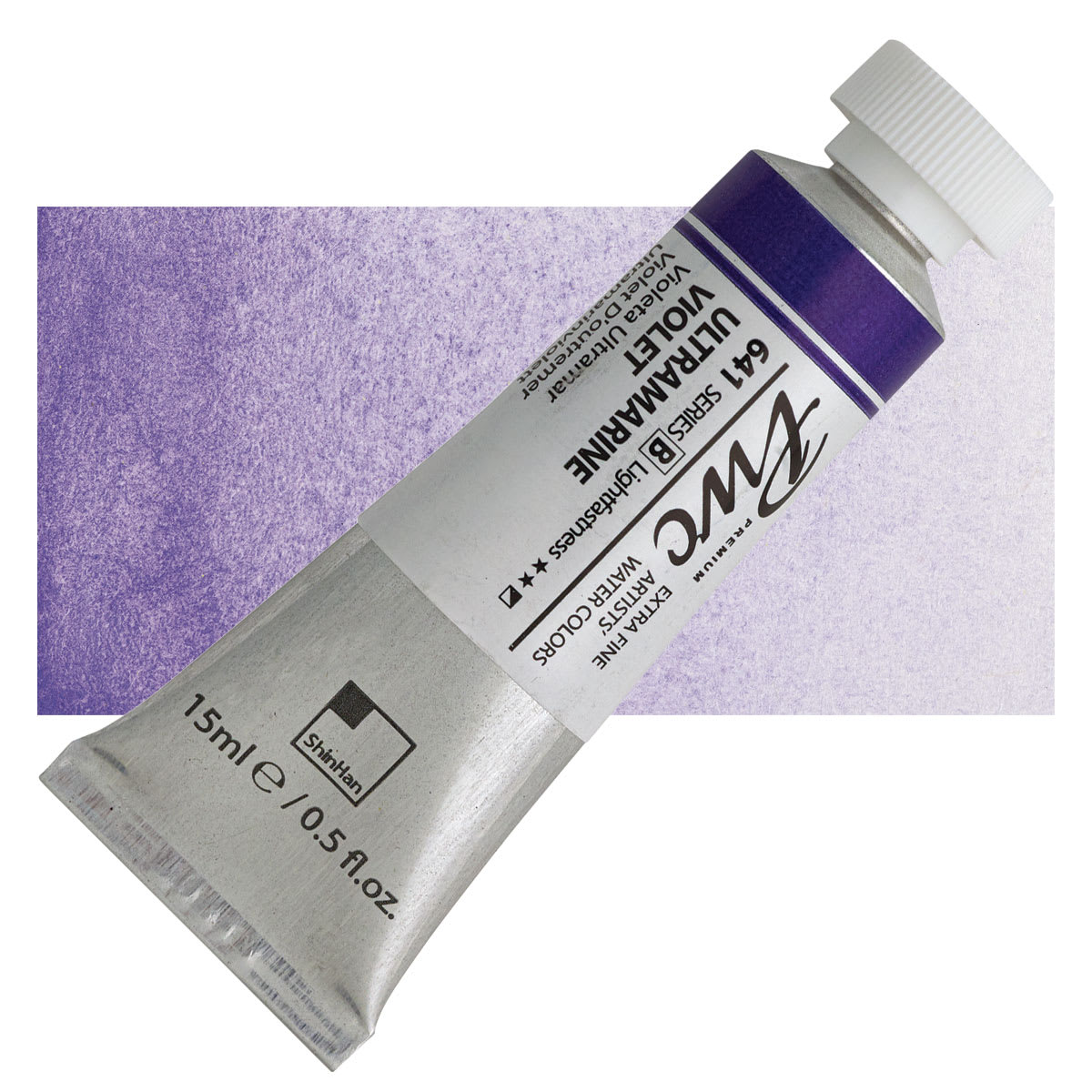 PWC Extra Fine Professional Watercolor - Ultramarine Violet, 15 ml, Tube and swatch