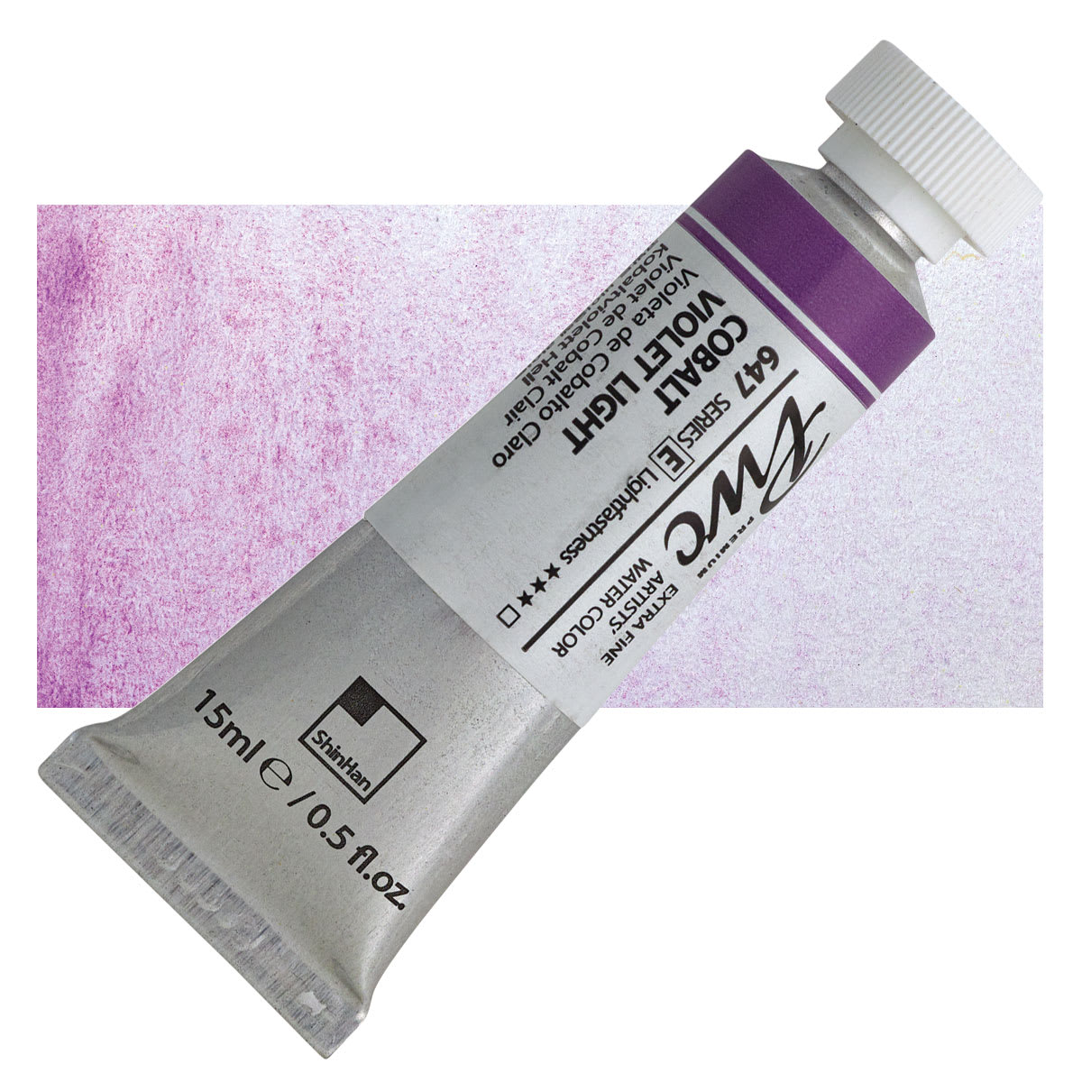 PWC Extra Fine Professional Watercolor - Cobalt Violet Light, 15 ml, Tube and swatch