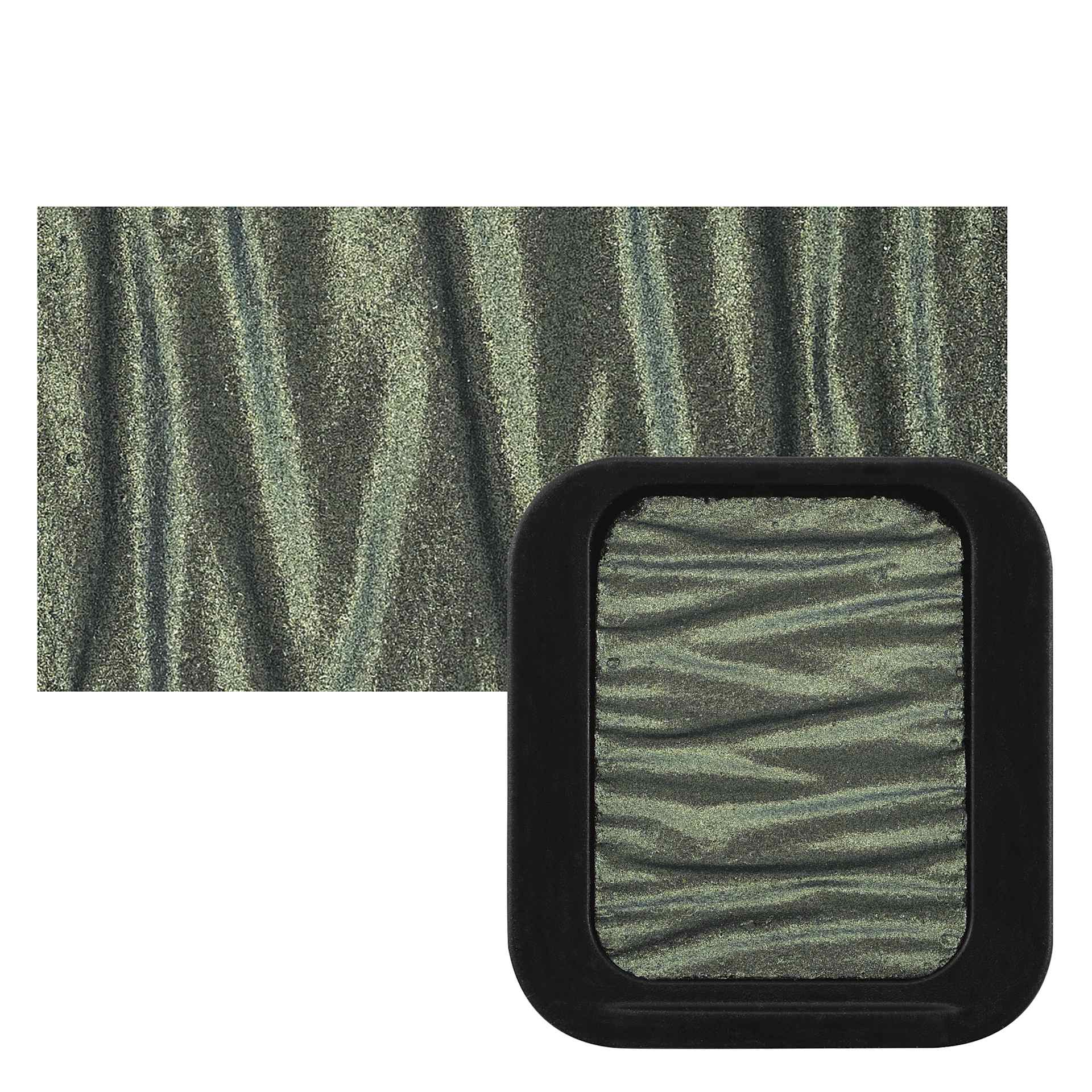 Finetec Premium Watercolor Pan - Patina (Flip-Flop) pan and swatch