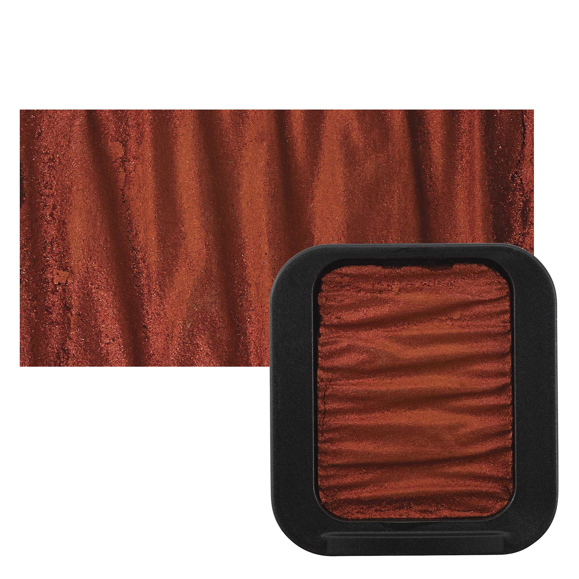 Finetec Premium Watercolor Pan - Brilliant Rust (Pearlescent) pan and swatch