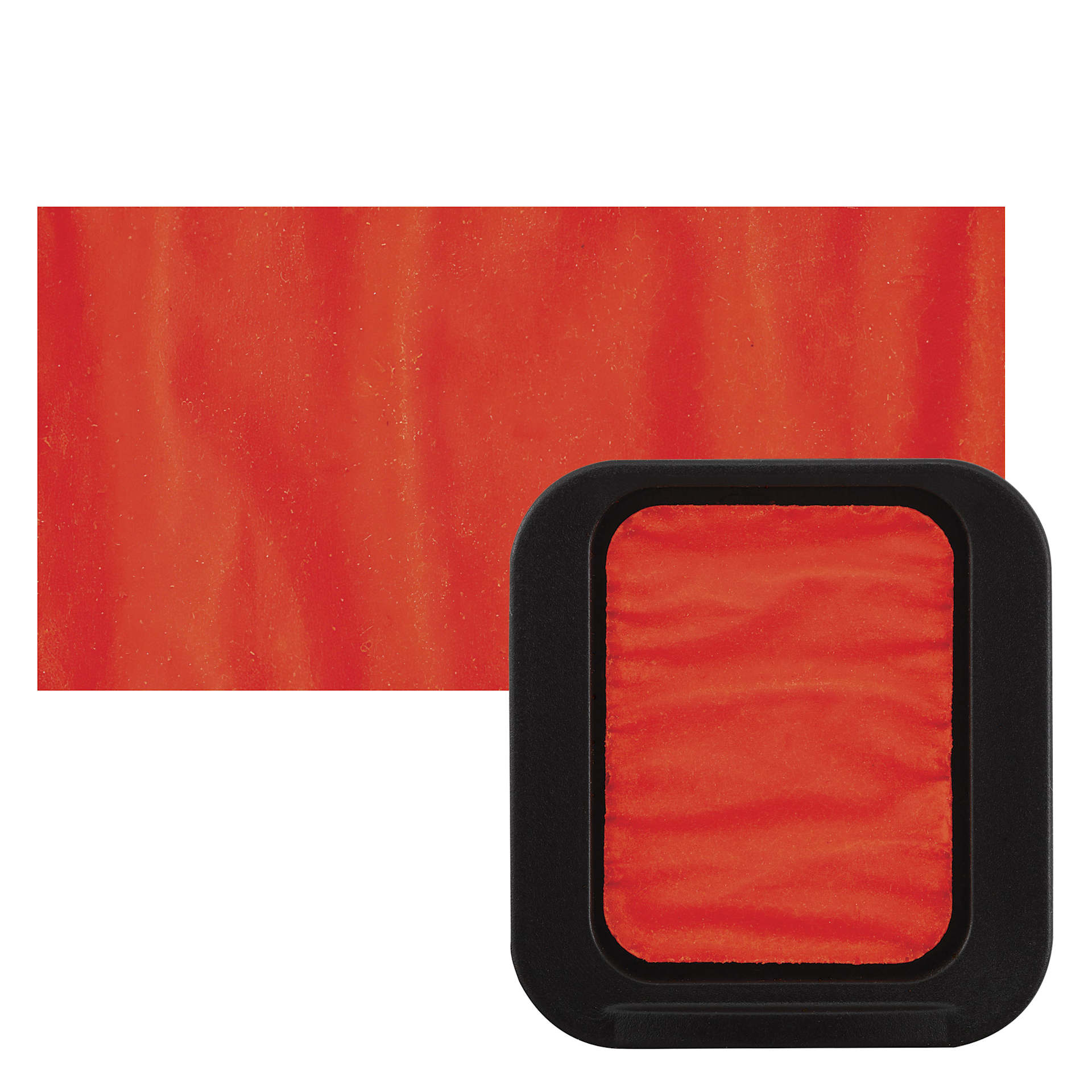 Finetec Premium Watercolor Pan - Neon Orange pan and swatch Finetec Premium Watercolor Pan - Neon Orange pan and swatch
