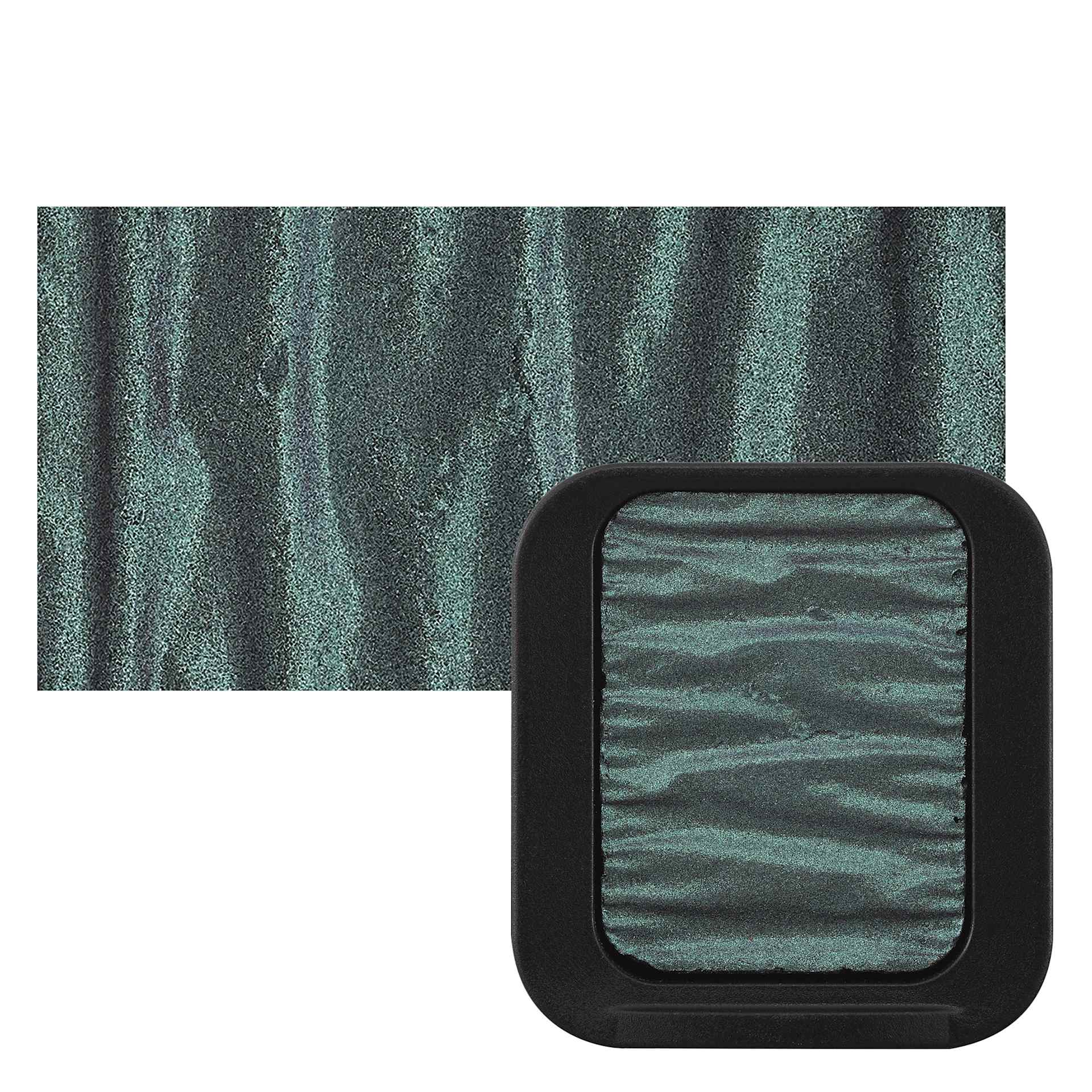 Finetec Premium Watercolor Pan - Green/Amethyst (Flip-Flop) pan and swatch