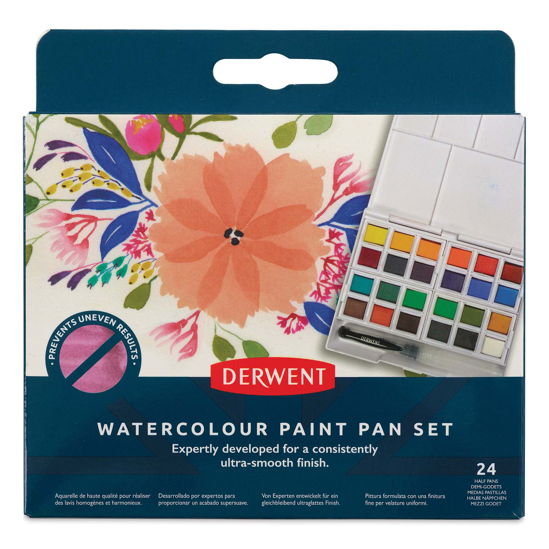 Derwent Watercolor Half Pan Paint - Set of 24, Assorted front of package