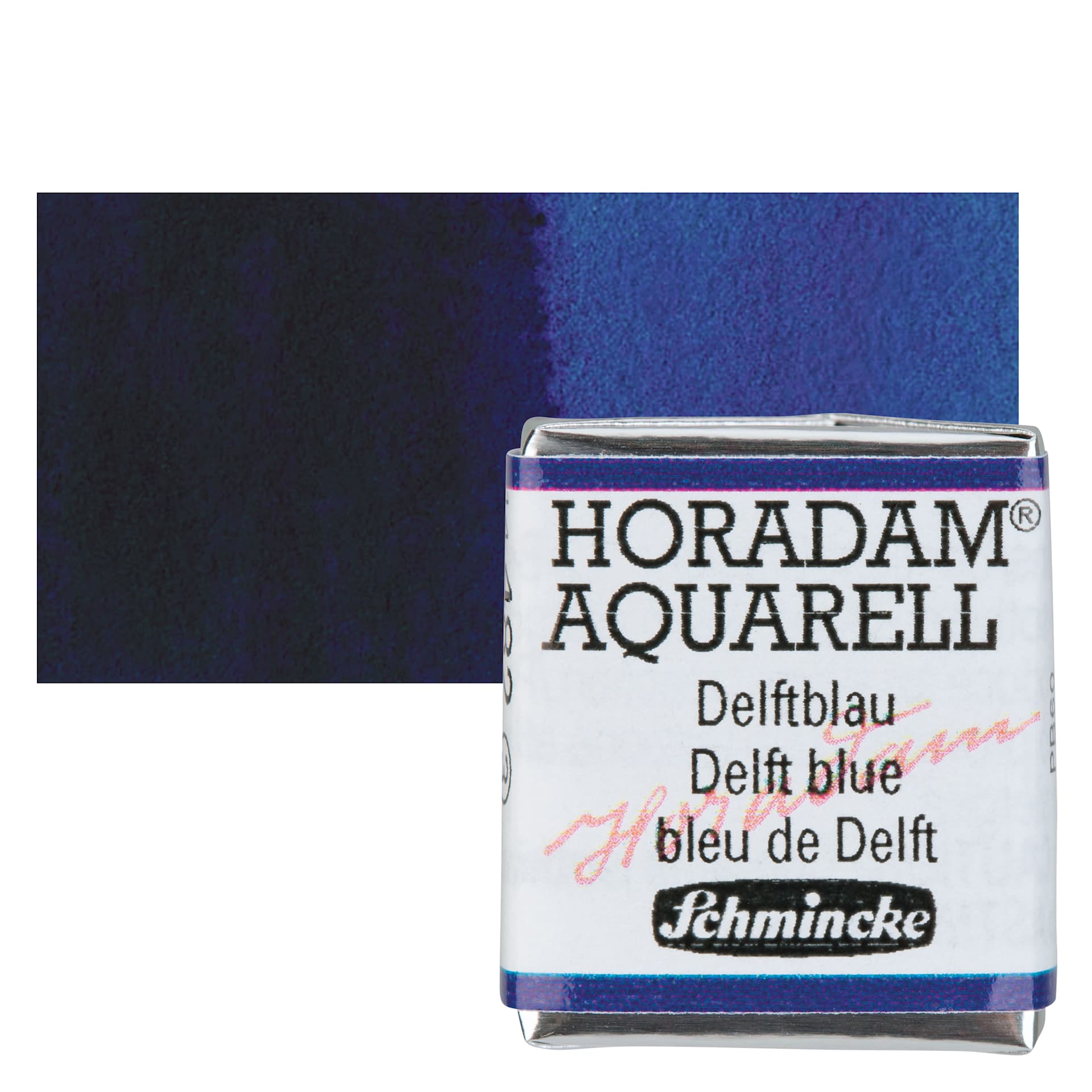Schmincke Horadam Aquarell Watercolor - Delft Blue, Half Pan and swatch