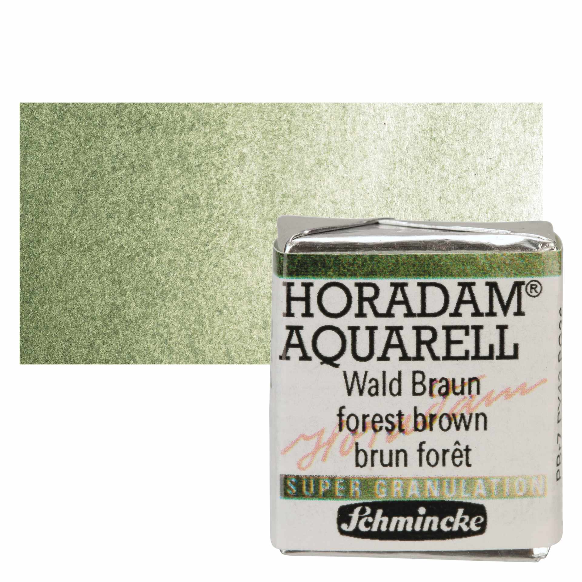 Schmincke Horadam Aquarell Artist Watercolor - Forest Brown, Supergranulation, Half Pan and swatch