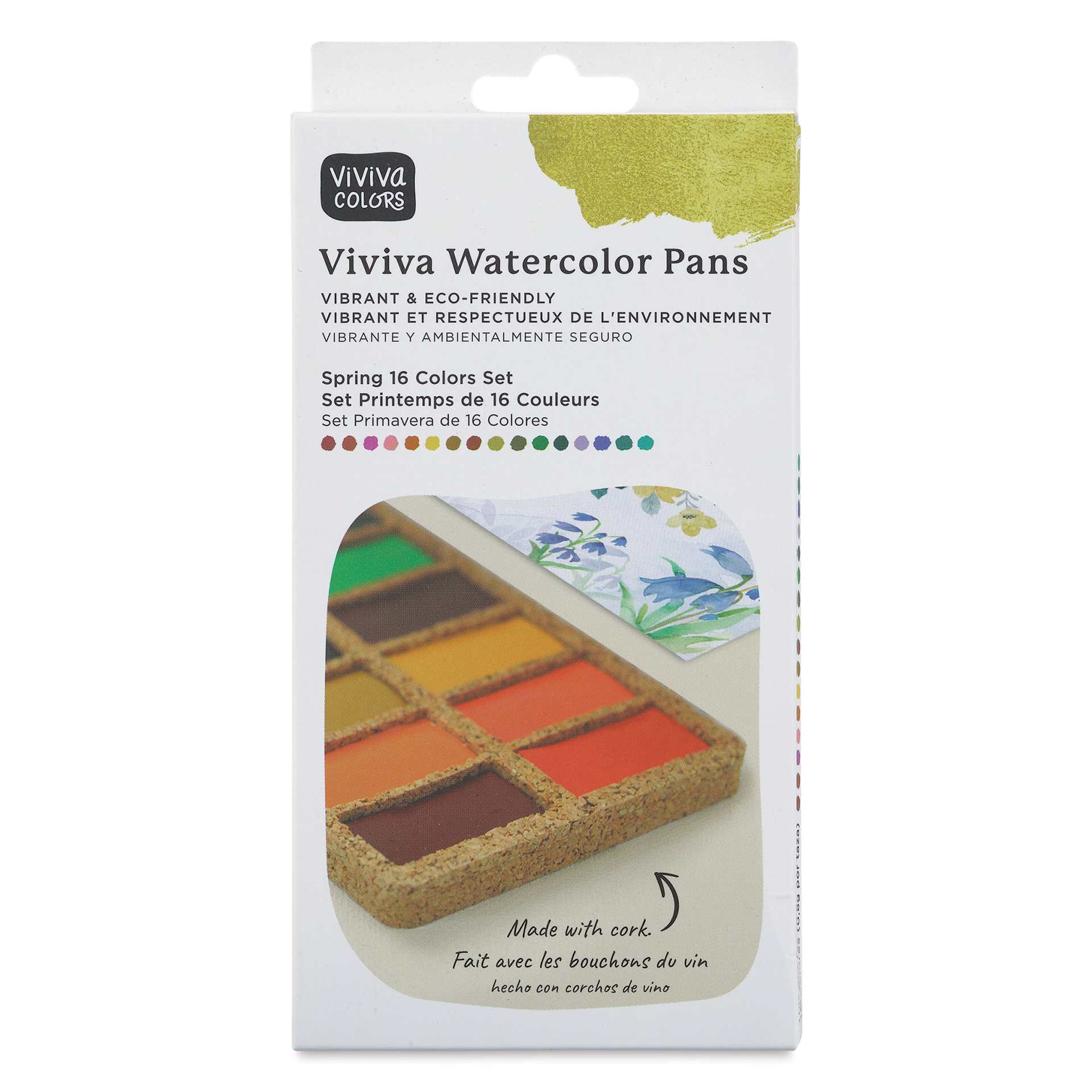 Viviva Watercolor Paint Pan Set - Spring, Set of 16 front of package