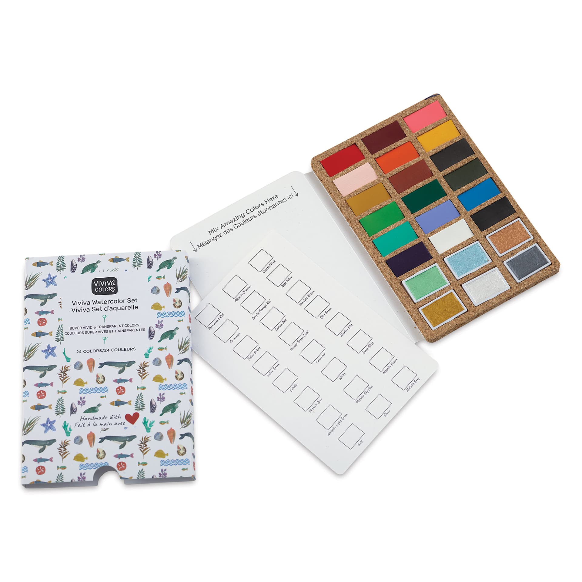 Viviva Watercolor Paint Pan Set - Deluxe, Set of 24 set contents Viviva Watercolor Paint Pan Set - Deluxe, Set of 24 set contents