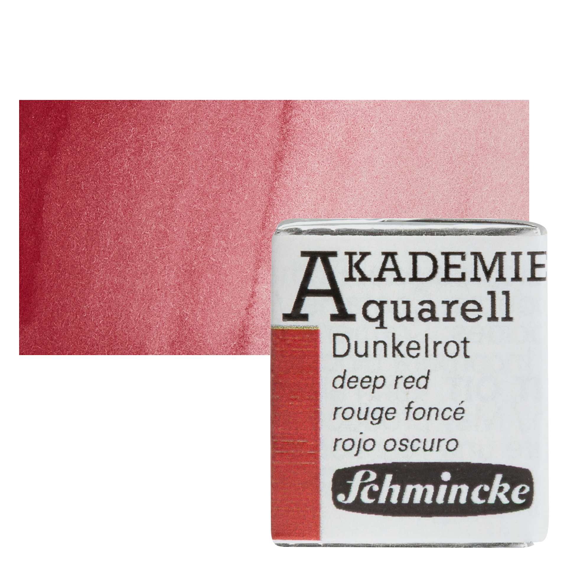Schmincke Akademie Aquarell Watercolor Pan - Deep Red, Half Pan and swatch