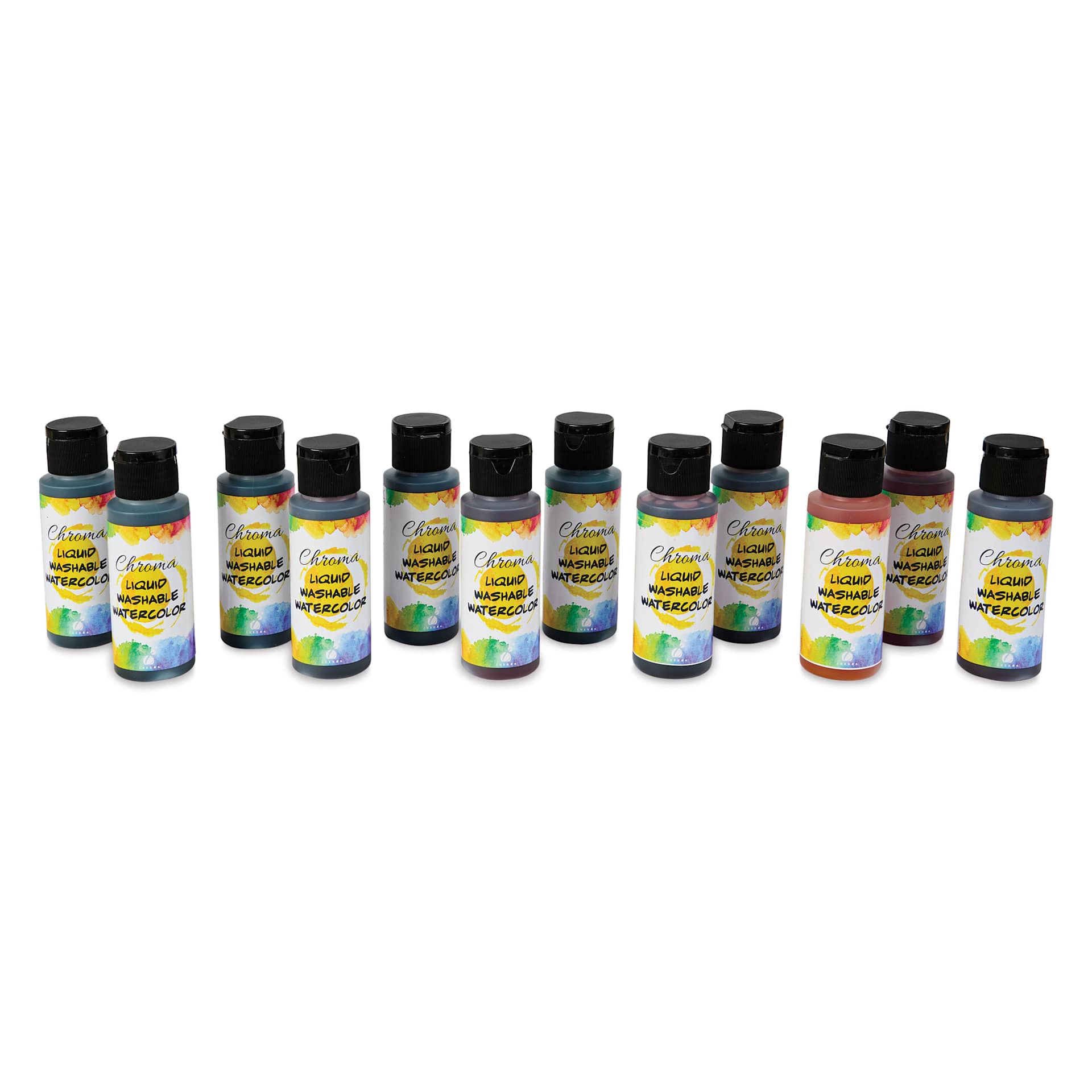 Chroma Liquid Washable Watercolor Paints and Set - Set of 12, Assorted, 2 oz
