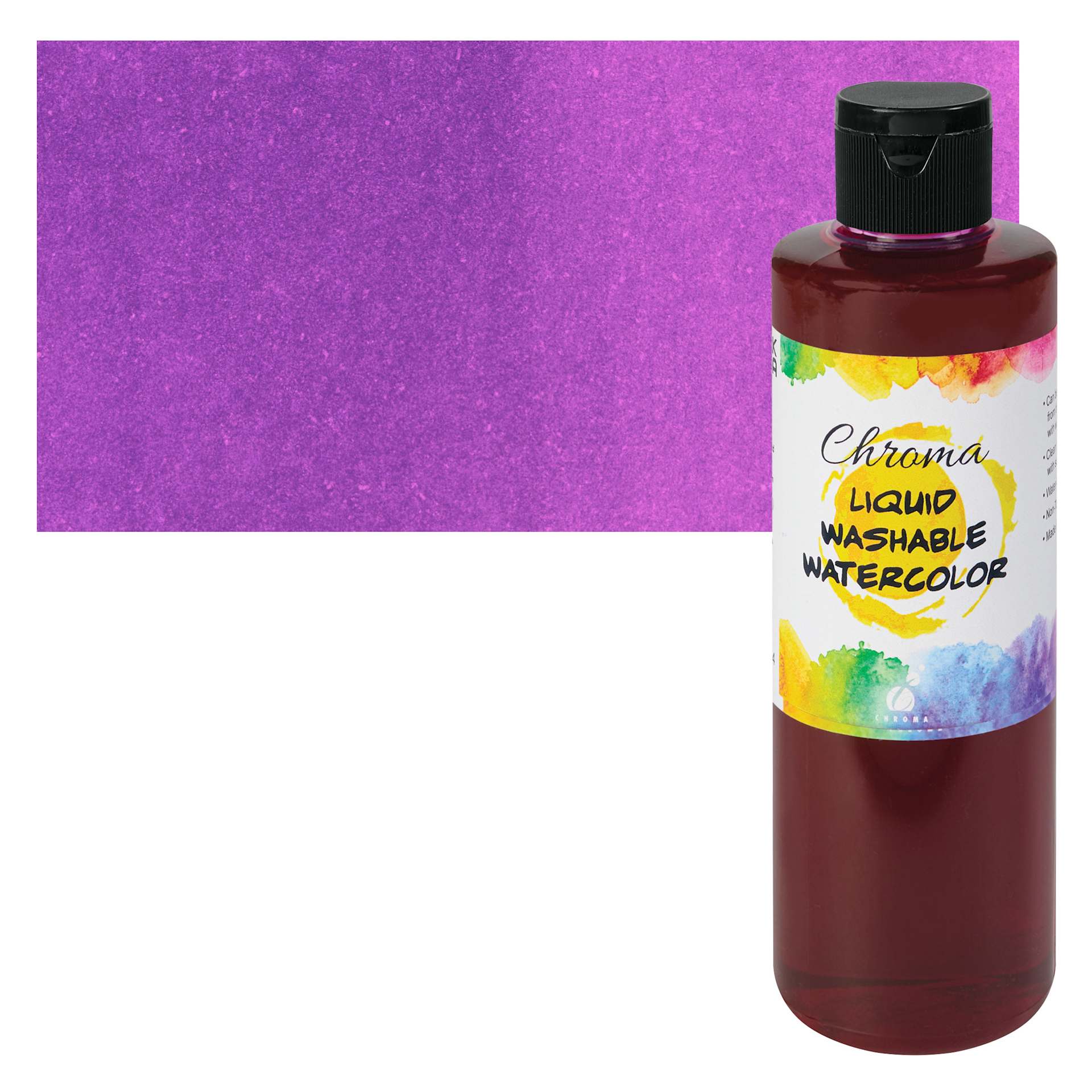 Chroma Liquid Washable Watercolor Paint - Violet, 8.4 oz, Bottle with swatch