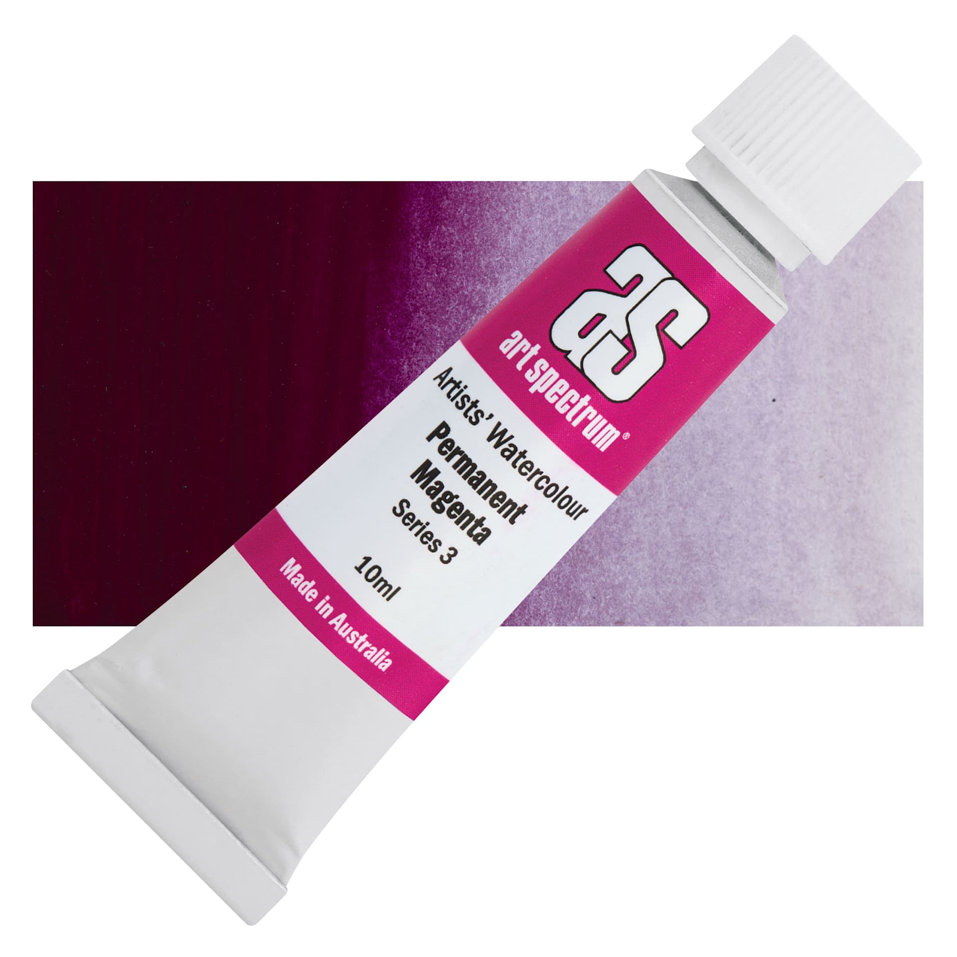 Art Spectrum Artists’ Watercolor Tube - Permanent Magenta, 10 ml tube and swatch