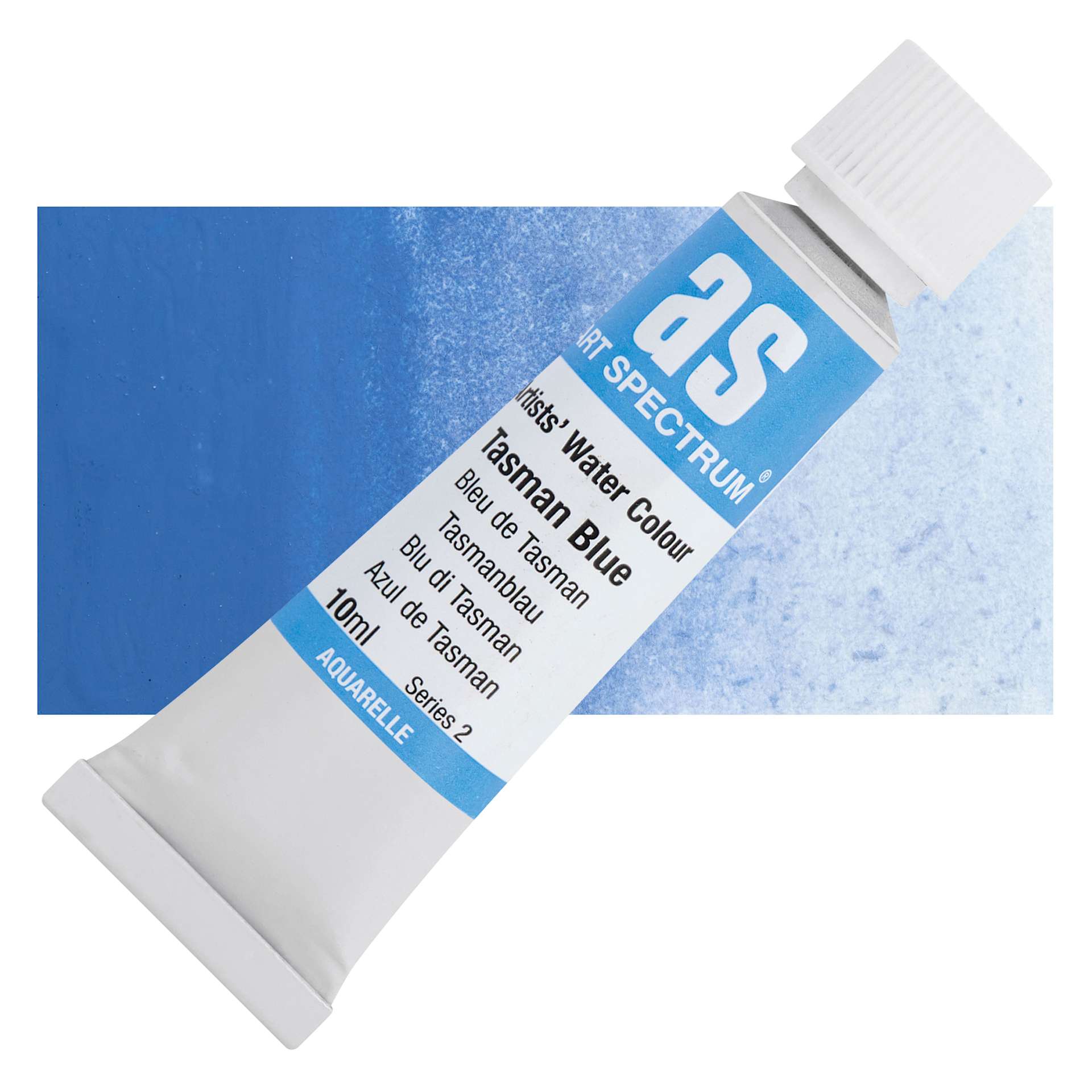 Art Spectrum Artists’ Watercolor Tube - Tasman Blue, 10 ml tube and swatch