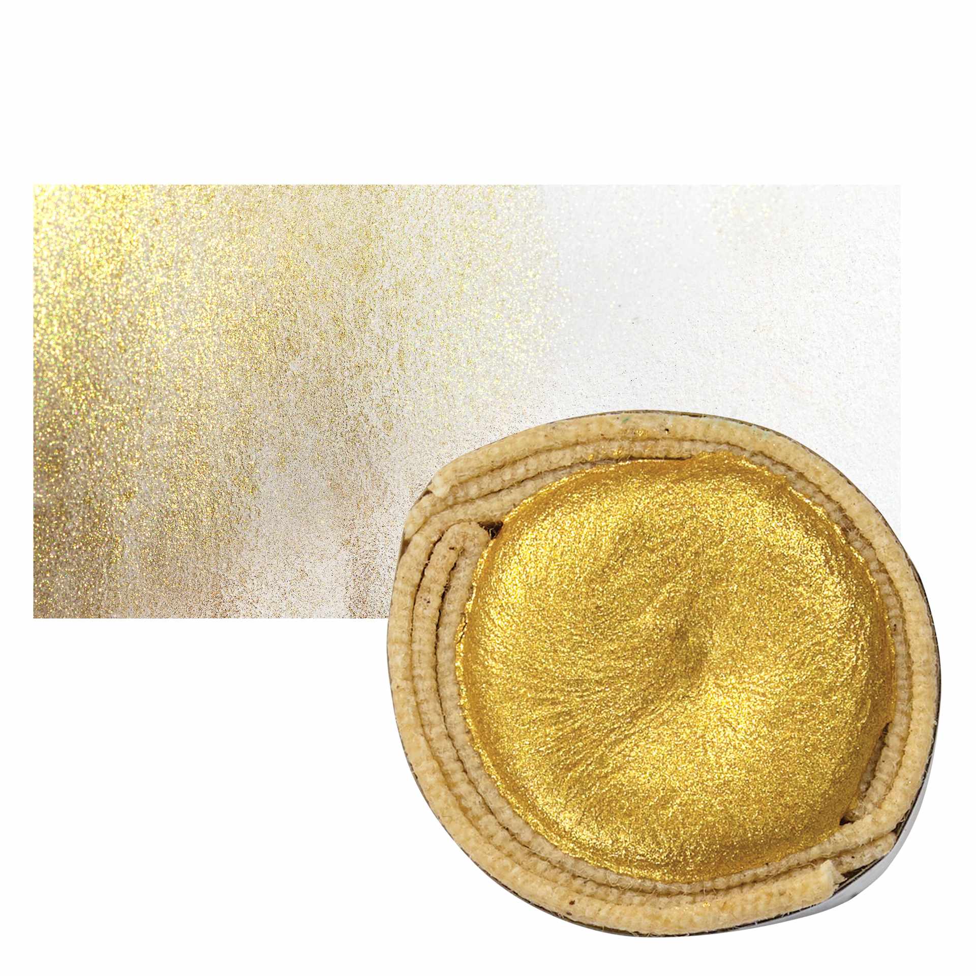 Beam Paints Watercolor Paintstone - Dreamers Gold stone and swatch