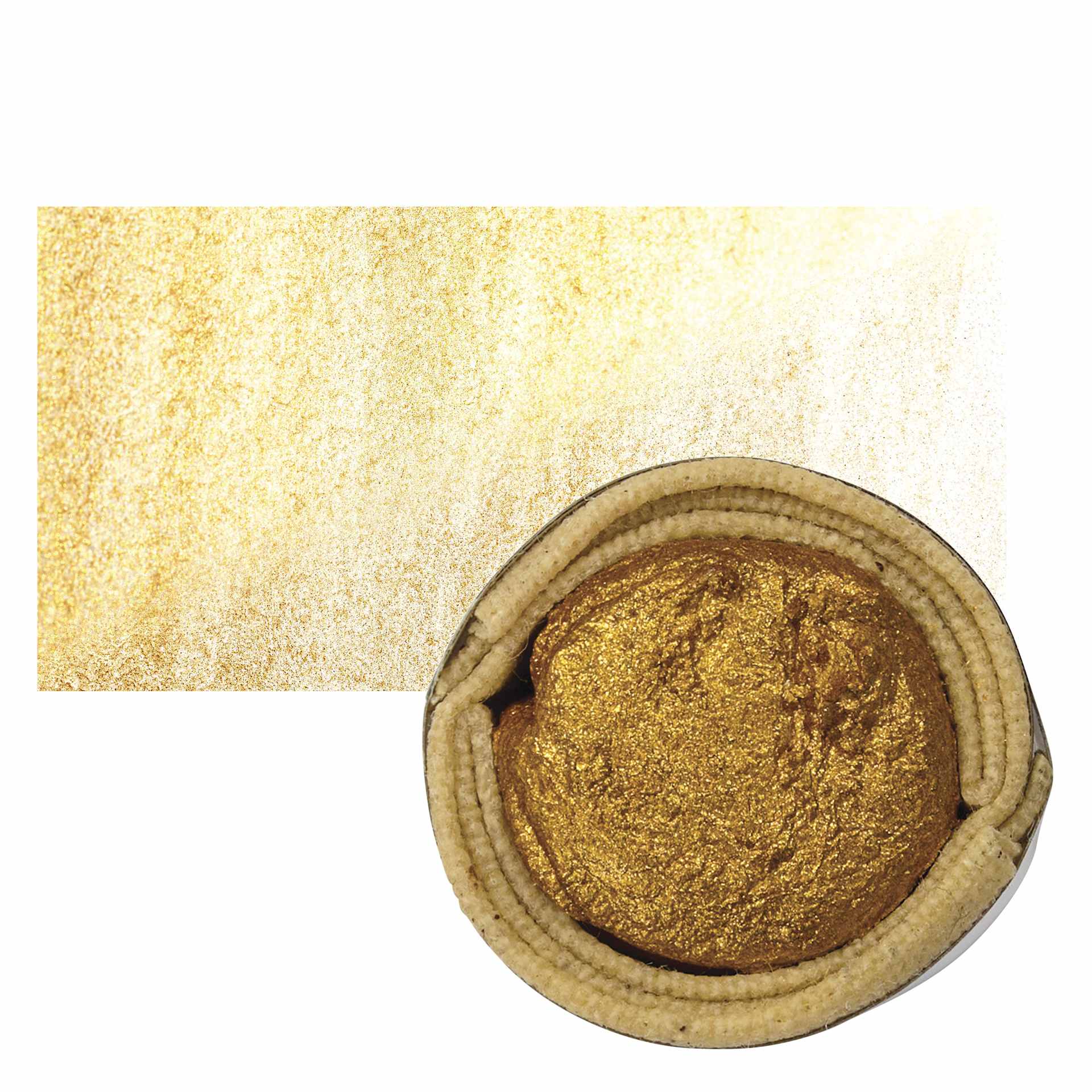 Beam Paints Watercolor Paintstone - Fairytale Gold stone and swatch