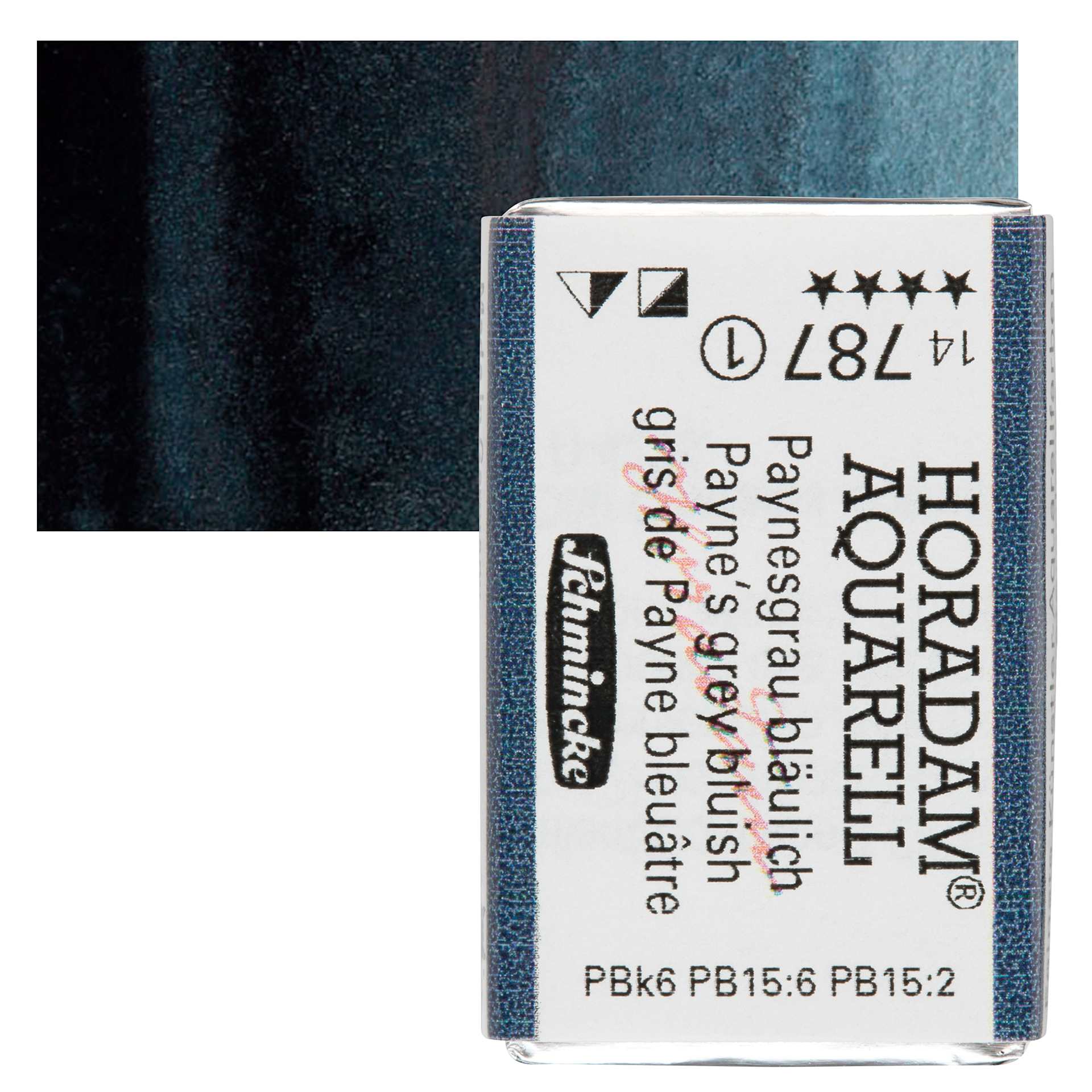 Schmincke Horadam Aquarell Watercolor - Payne's Grey Bluish, Full Pan and swatch
