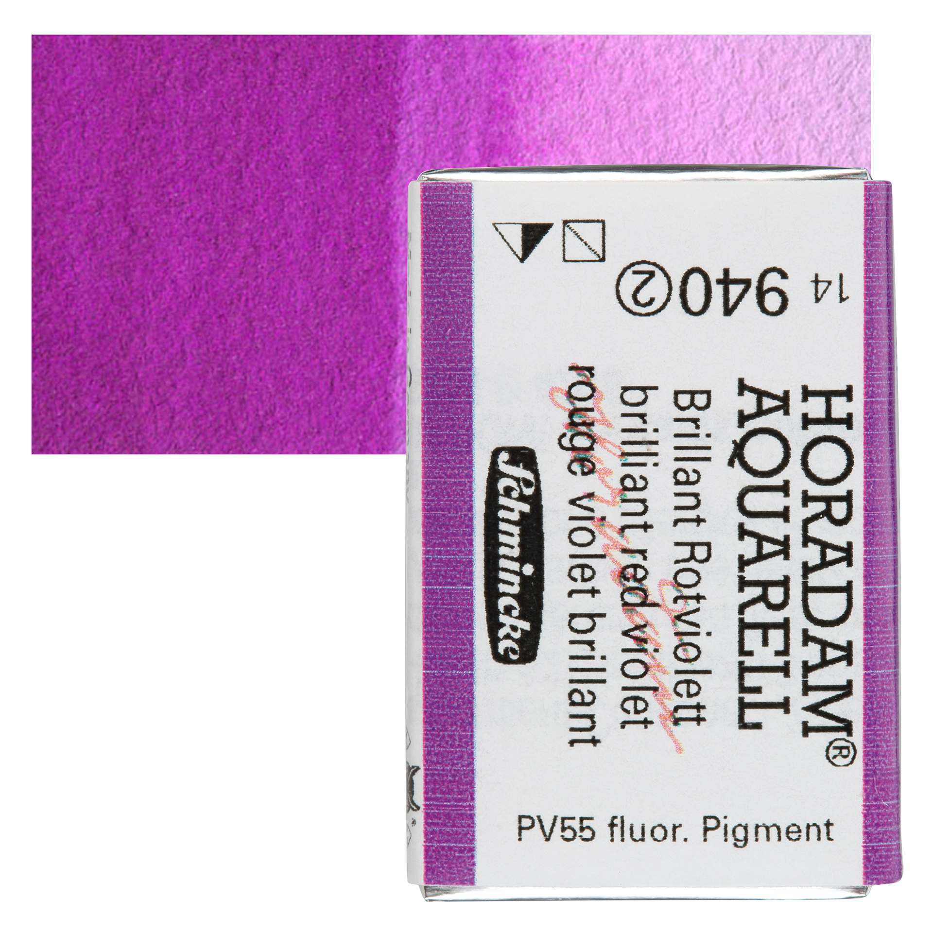 Schmincke Horadam Aquarell Watercolor - Brilliant Red Violet, Full Pan and swatch