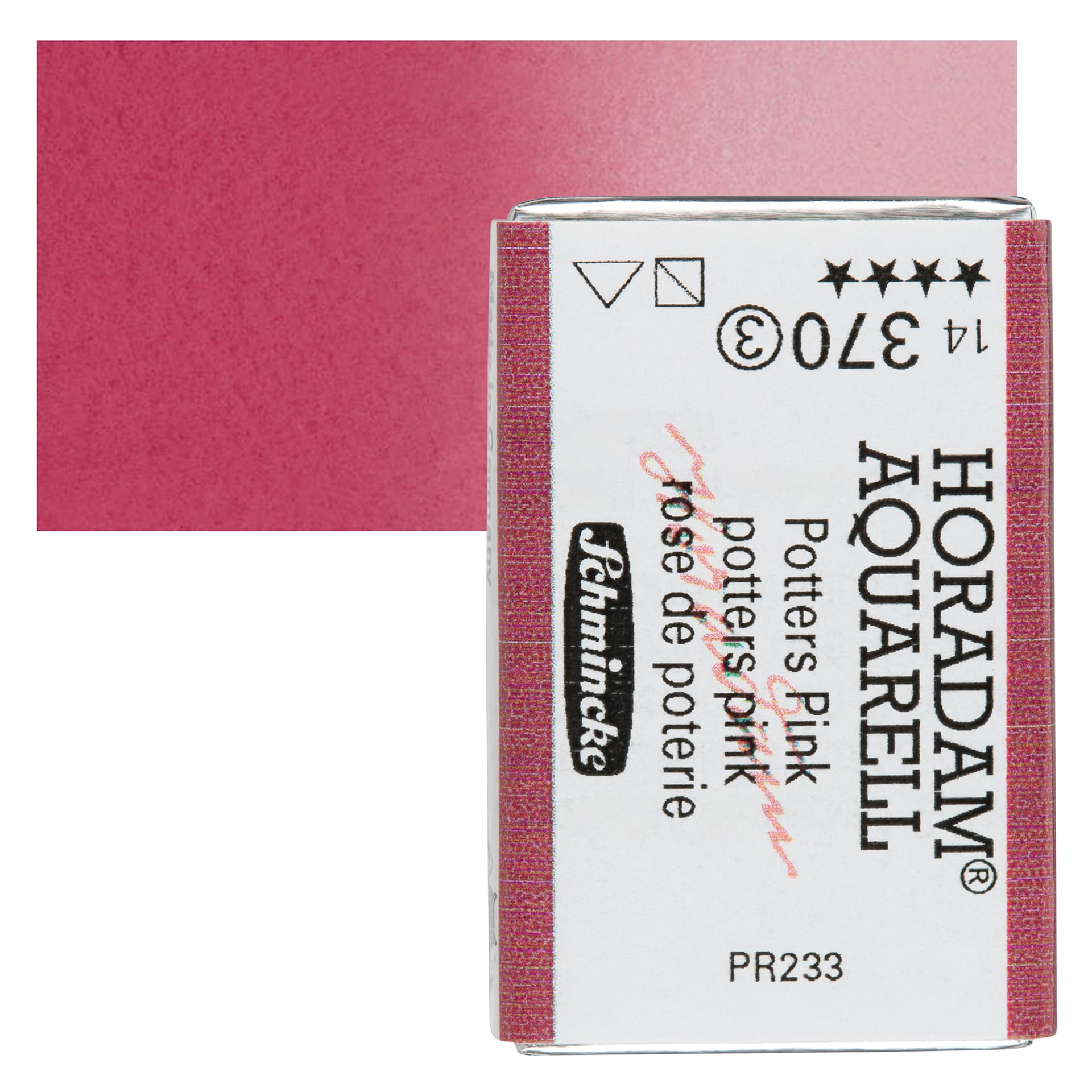 Schmincke Horadam Aquarell Watercolor - Potters Pink, Full Pan and swatch