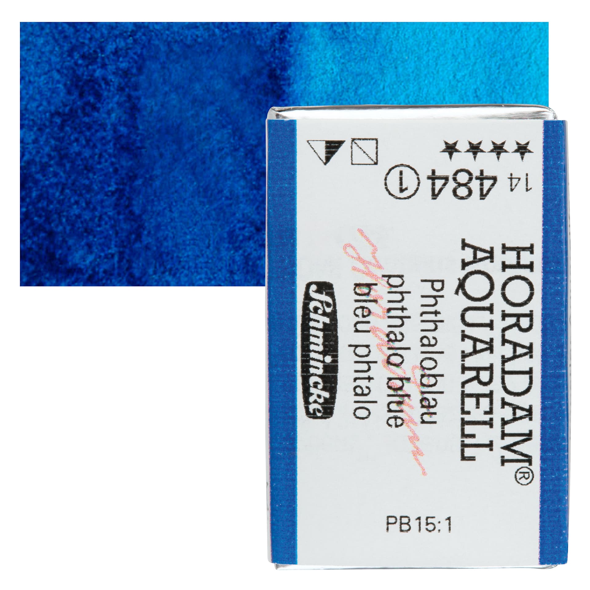 Schmincke Horadam Aquarell Watercolor - Phthalo Blue, Full Pan and swatch