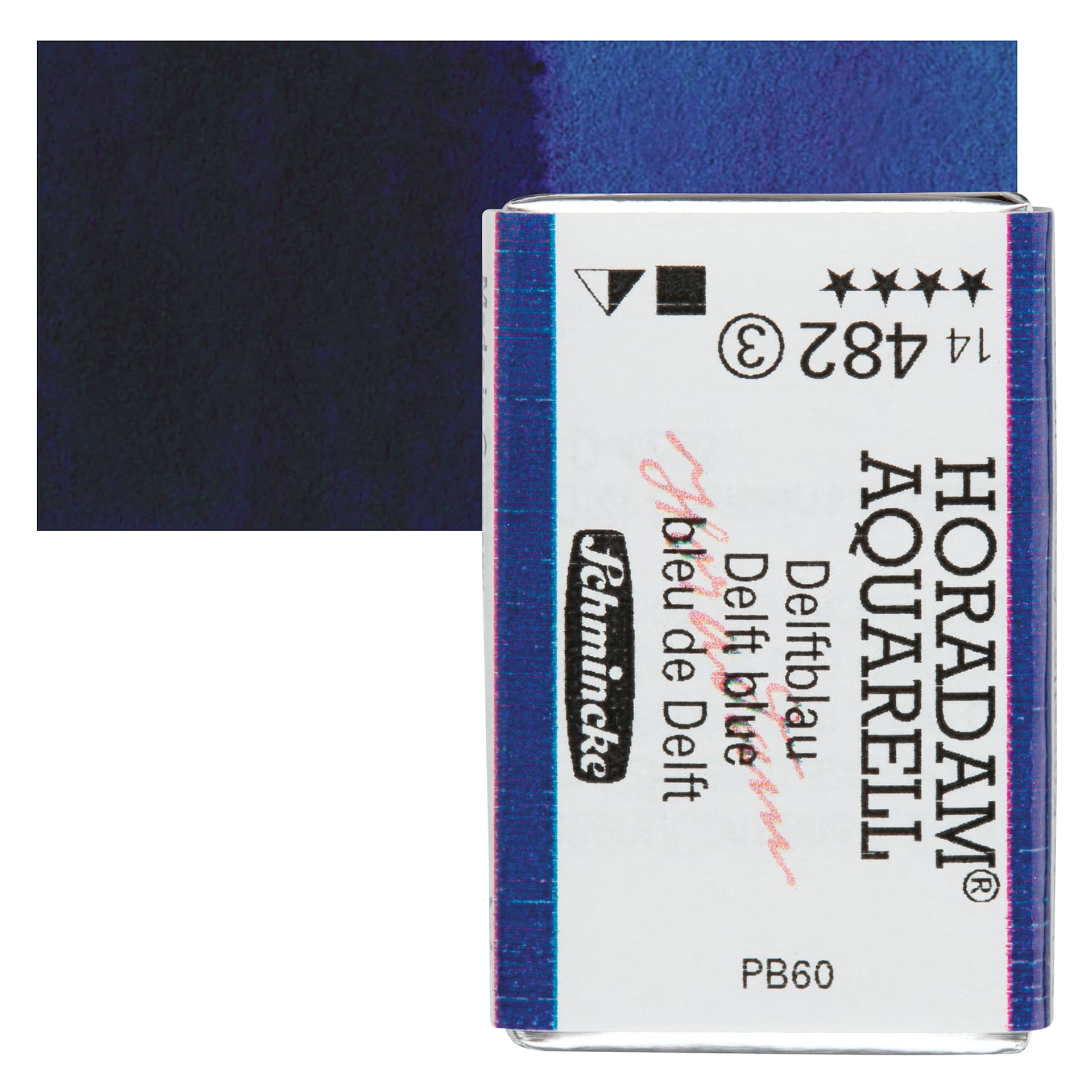 Schmincke Horadam Aquarell Watercolor - Delft Blue, Full Pan and swatch