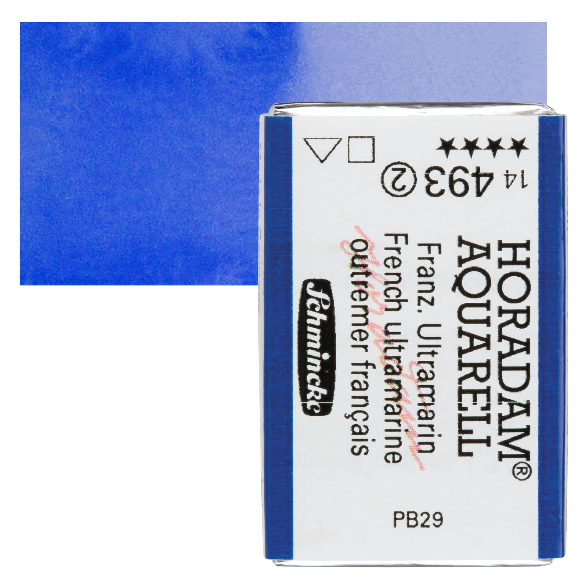 Schmincke Horadam Aquarell Watercolor - French Ultramarine, Full Pan and swatch
