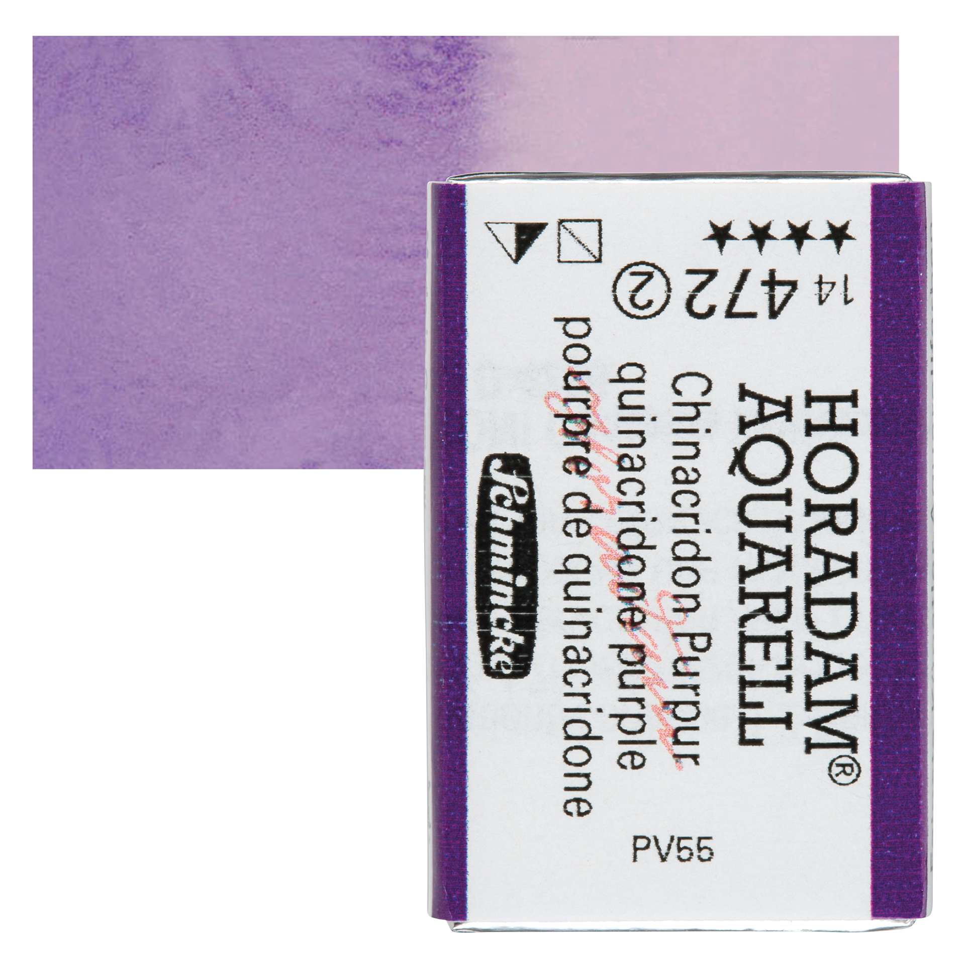 Schmincke Horadam Aquarell Watercolor - Quinacridone Purple, Full Pan and swatch