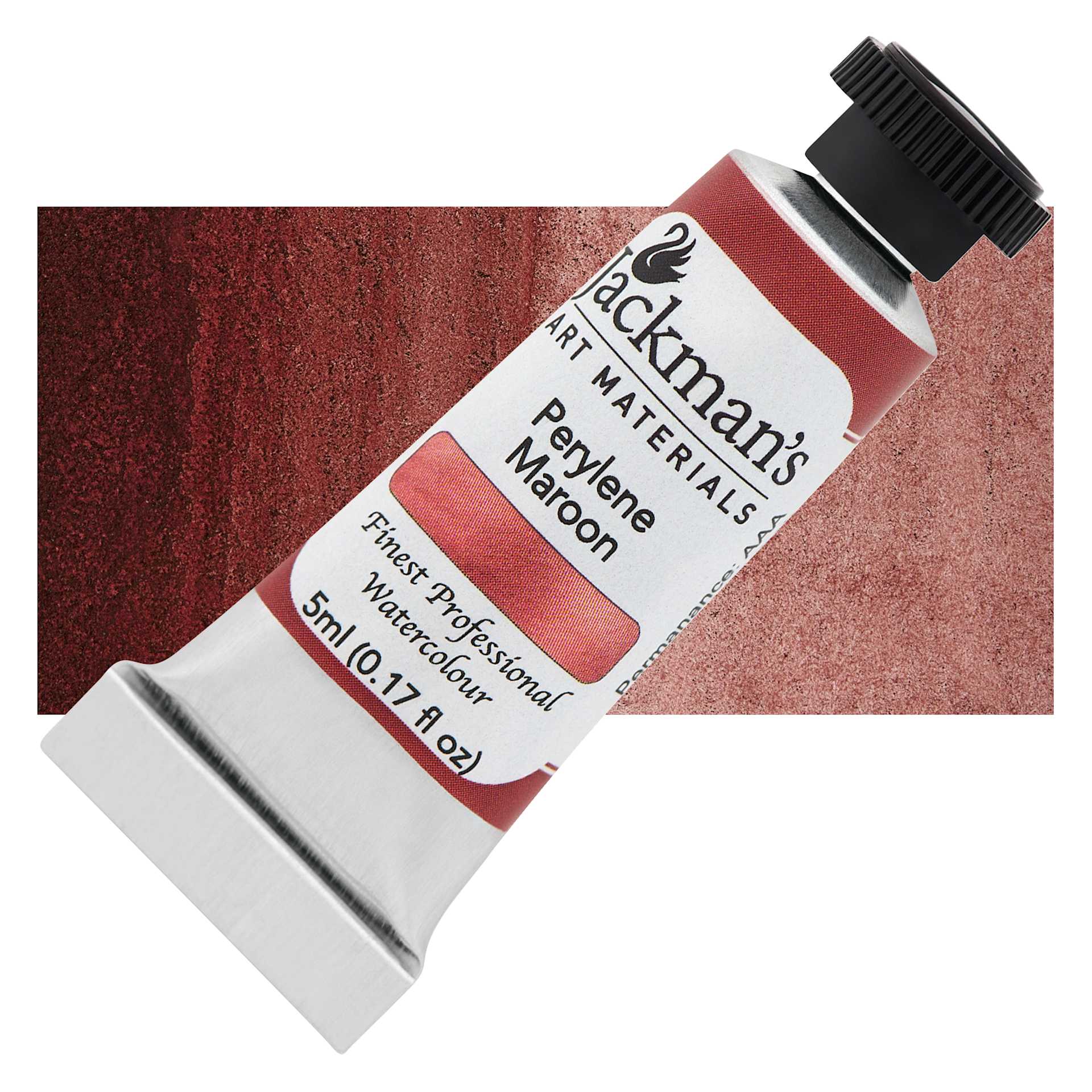 Jackman's Finest Professional Watercolour - Perylene Maroon, 5 ml Tube and Swatch