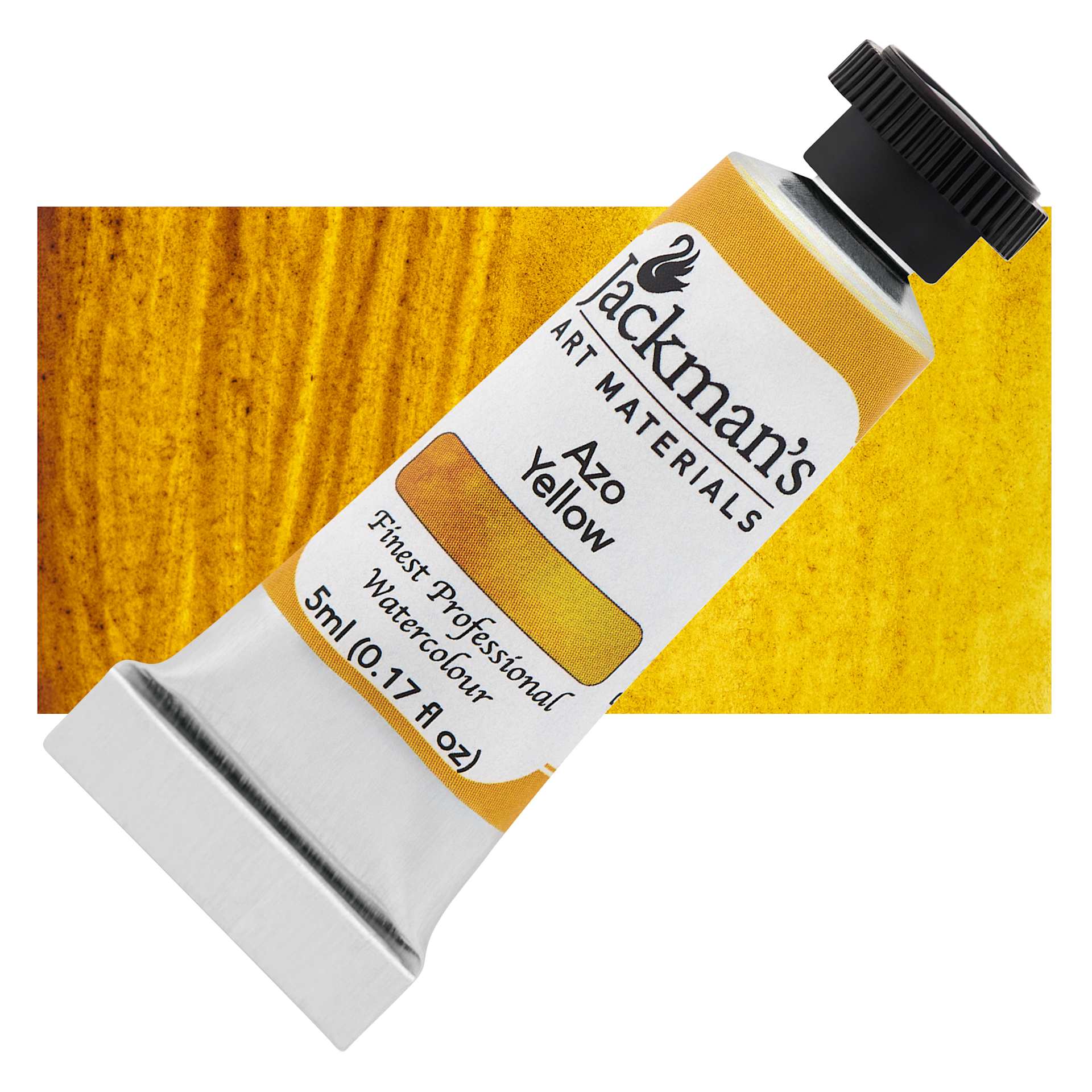 Jackman's Finest Professional Watercolour - Azo Yellow, 5 ml Tube and Swatch