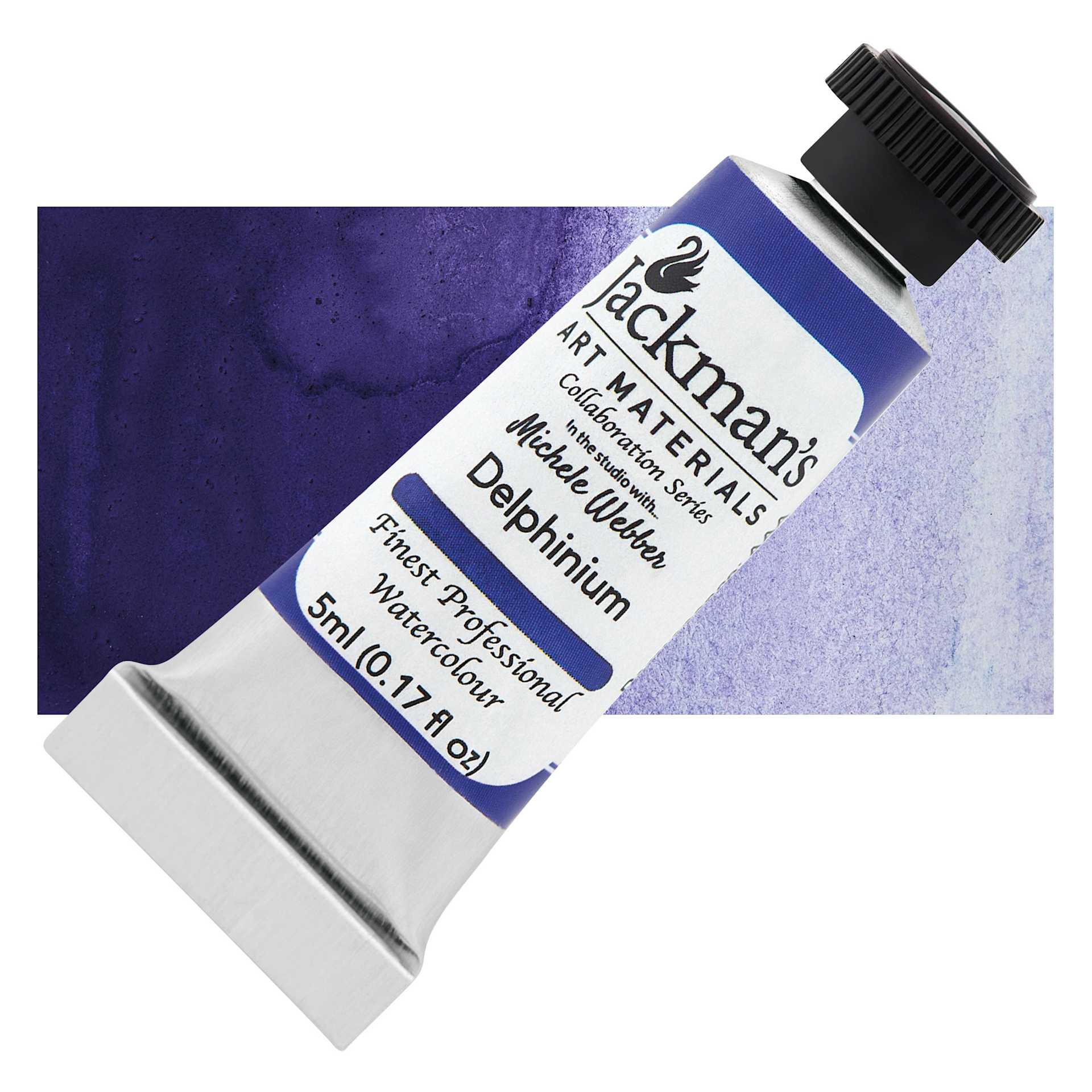 Jackman's Finest Professional Watercolour - Delphinium, 5 ml Tube and Swatch