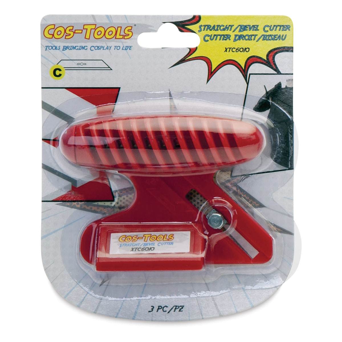 Logan Cos-Tools Straight/Bevel Cutter - Front view of blister package showing Cutter