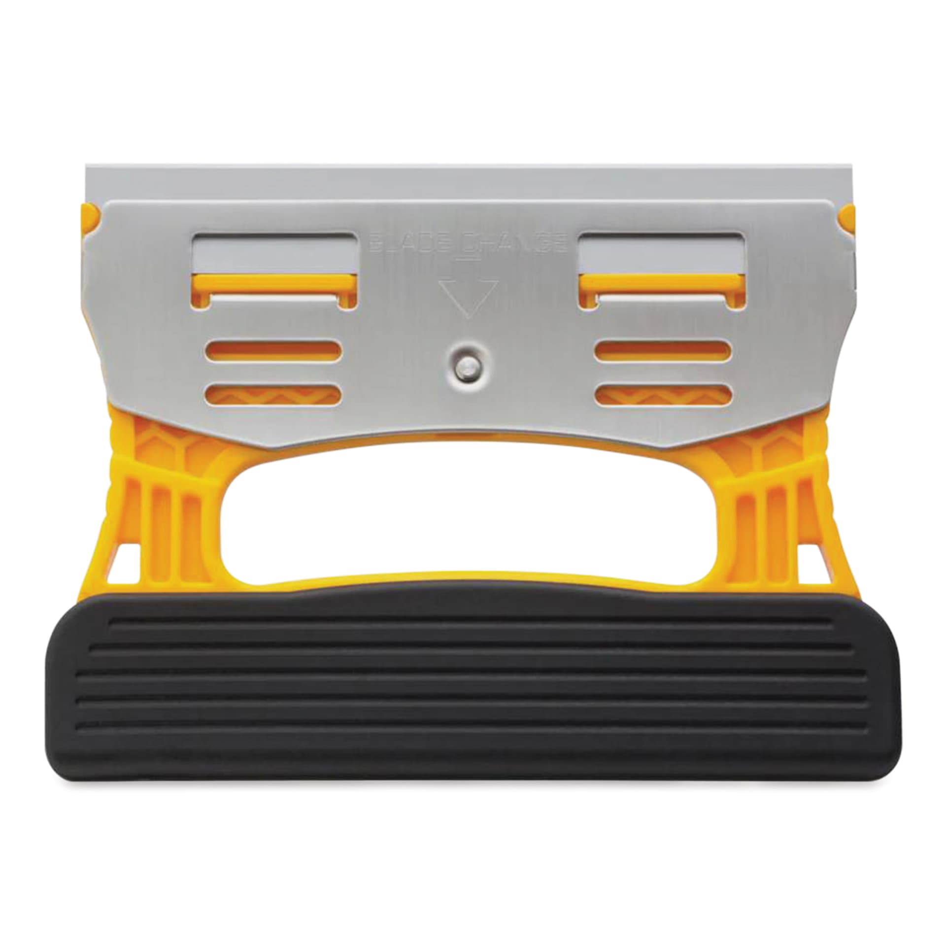 Olfa Stainless Steel Multi-Grip Scraper, blade cover on handle