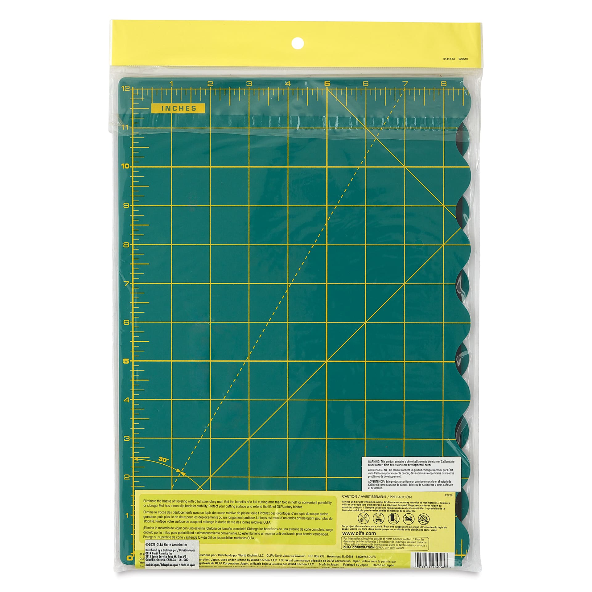 Olfa Folding Cutting Mat - back of packaging