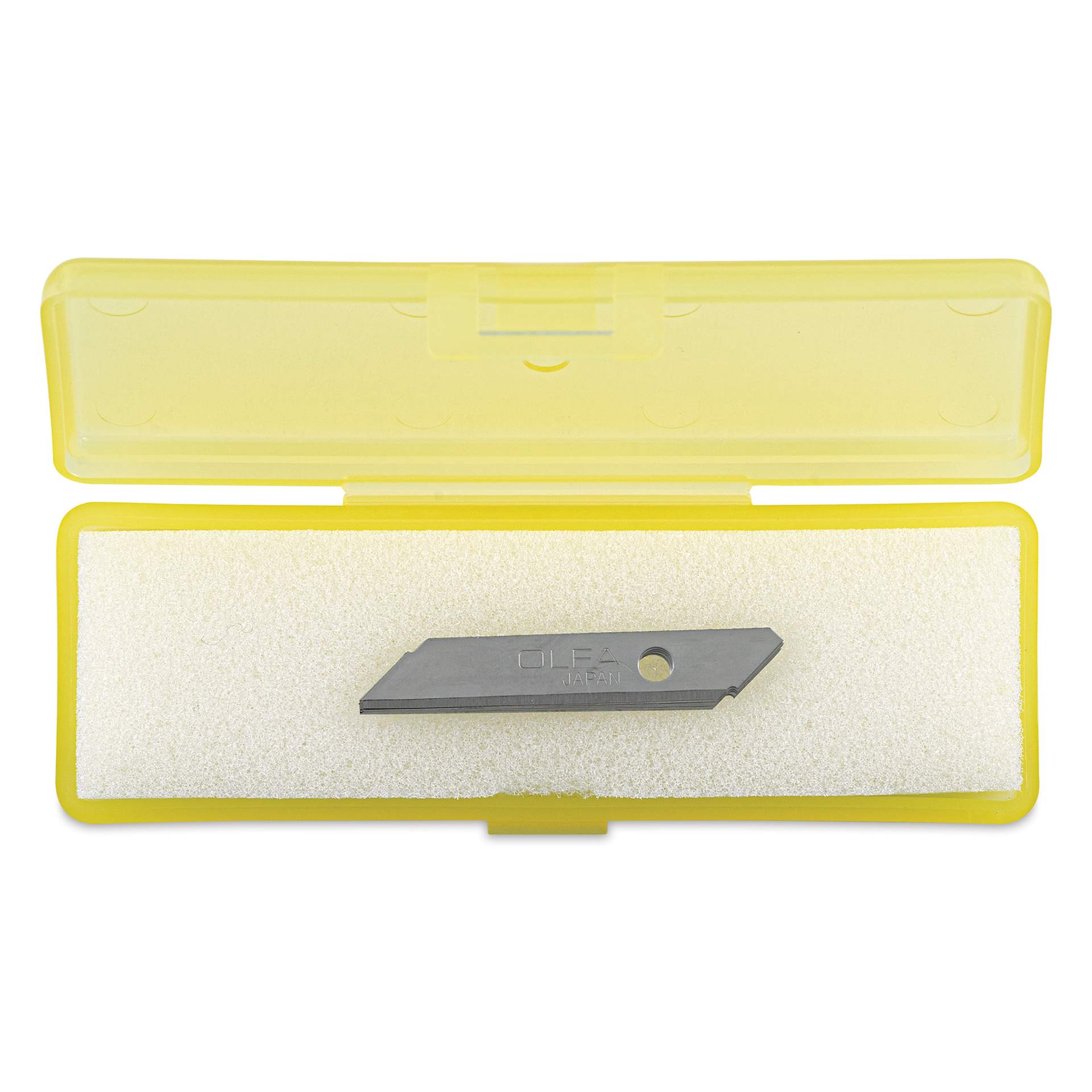 Olfa Top Sheet Cutter Blades - 6 mm, Pkg of 5, inside carrying case with lid open