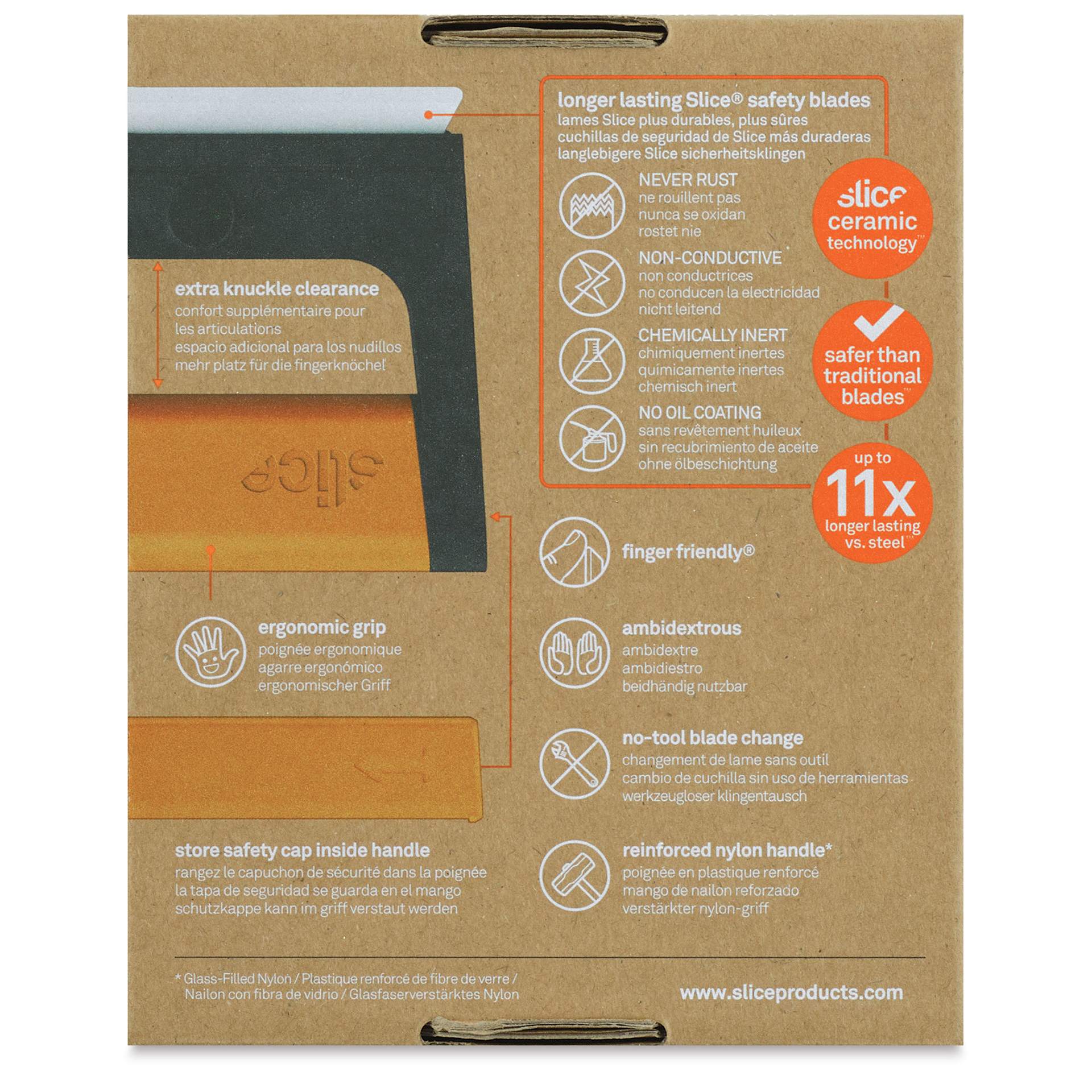 Slice Wide-Grip Scraper, back of the packaging
