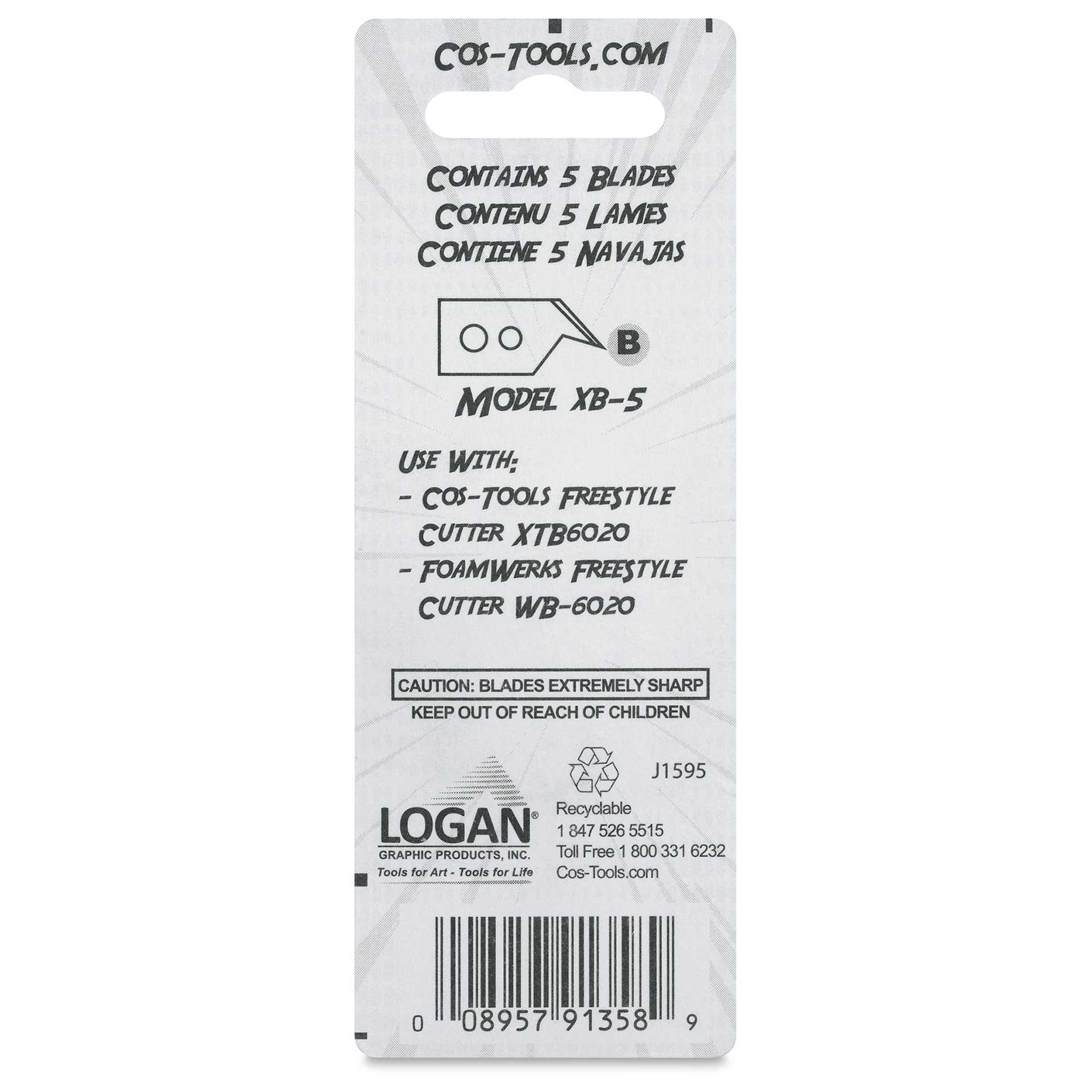 Logan Cos-Tools Replacement Blades XB - Pkg of 5, back of the packaging