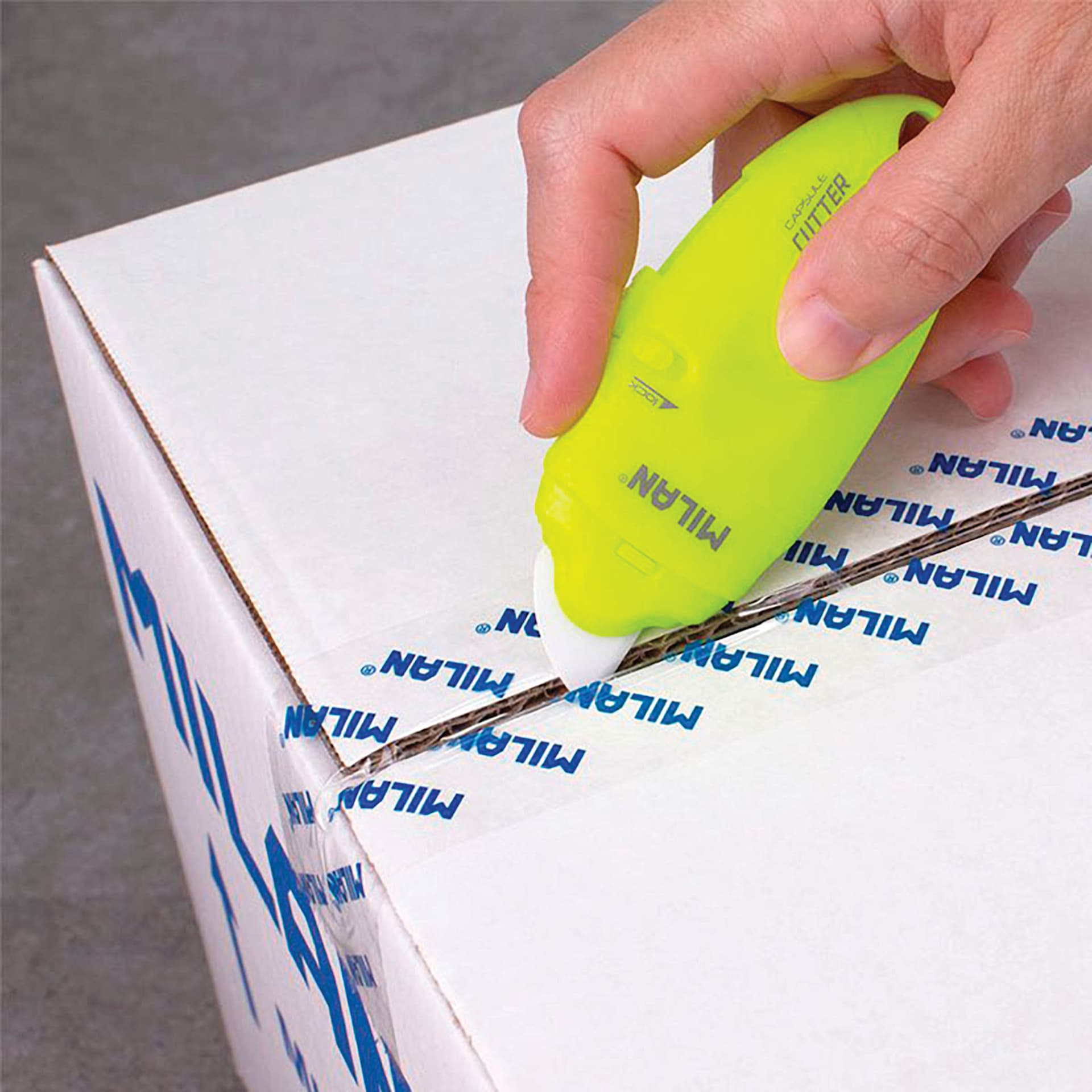 Milan Acid Series Ceramic Blade Cutter Capsule - Yellow, cutting packaging tape