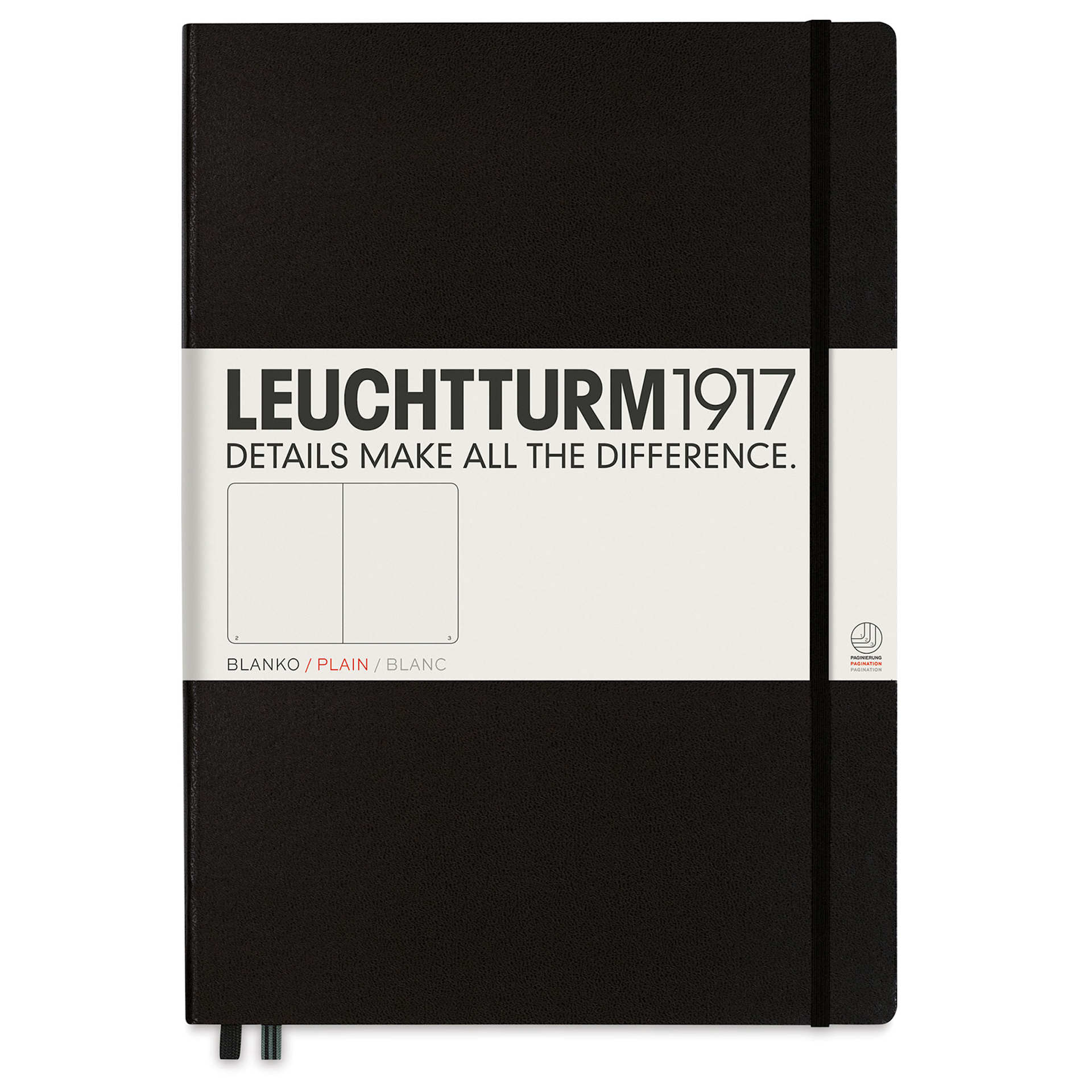 Leuchtturm1917 Blank Hardcover Notebook - Black, Master, 8-3/4" x 12-1/2" Leuchtturm1917 Blank Hardcover Notebook - Black, Master, 8-3/4" x 12-1/2"
