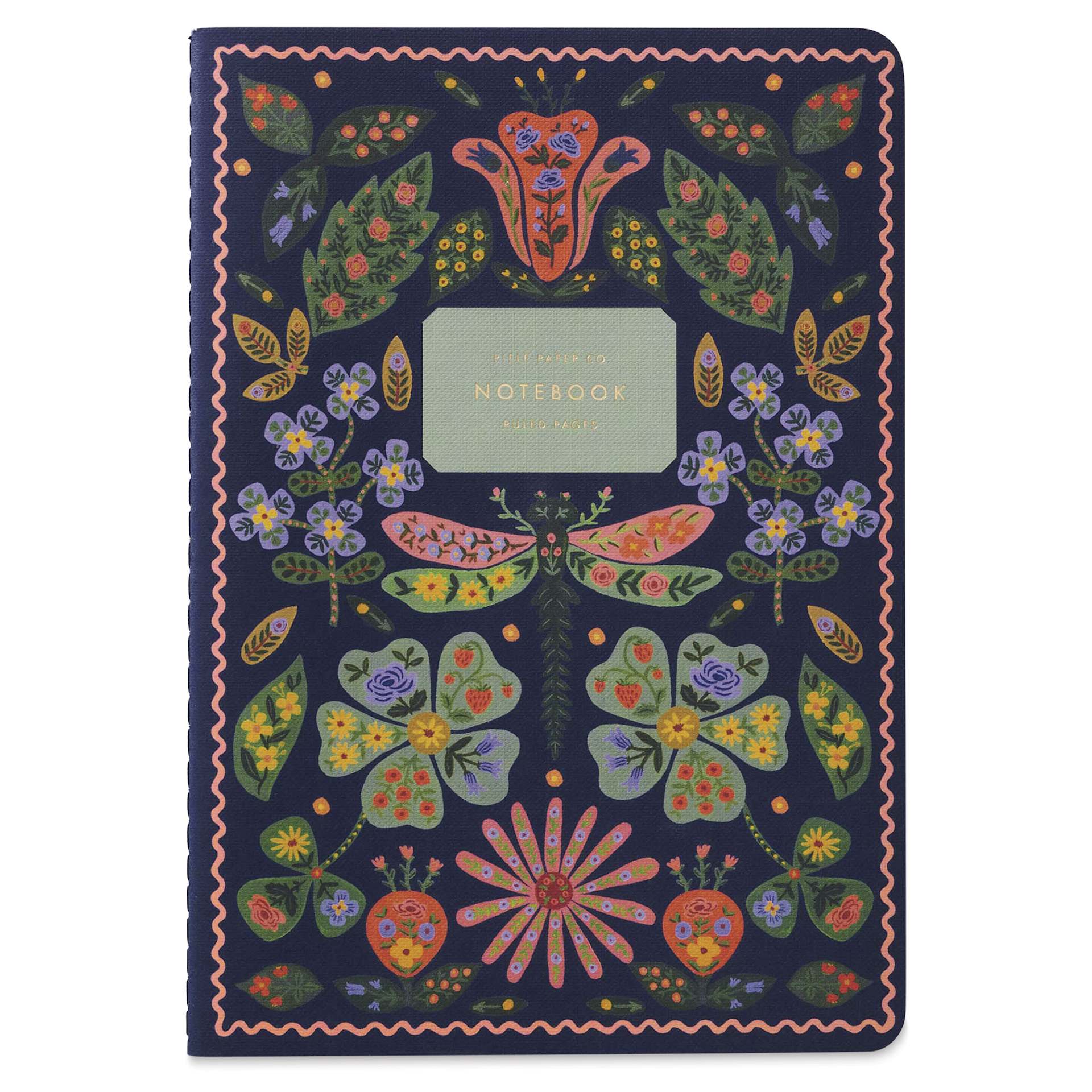Rifle Paper Co. Stitched Notebook Set - Posy, Pkg of 3, front of blue notebook