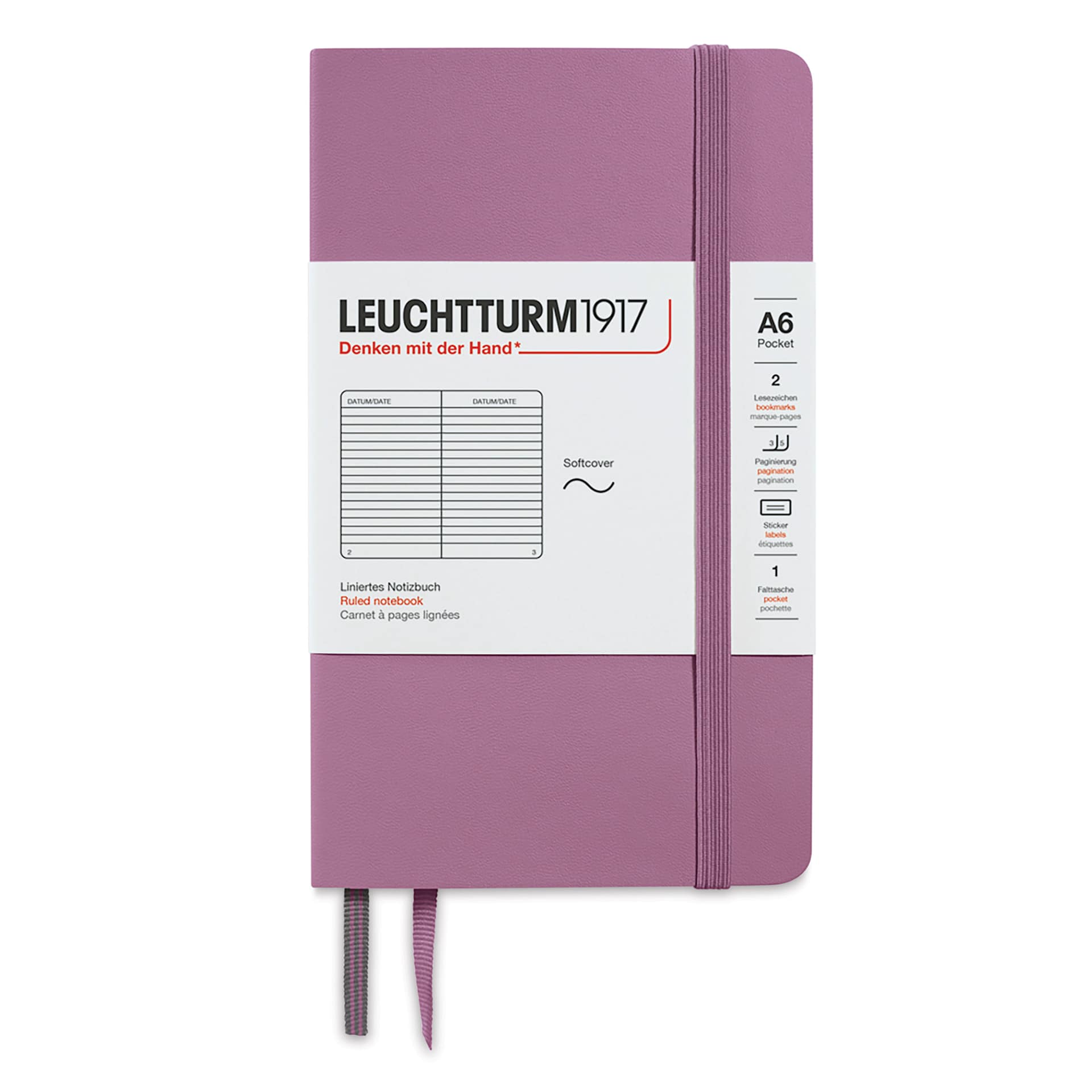 Leuchtturm1917 Ruled Softcover Notebook - Dusty Rose, 3-1/2" x 6"