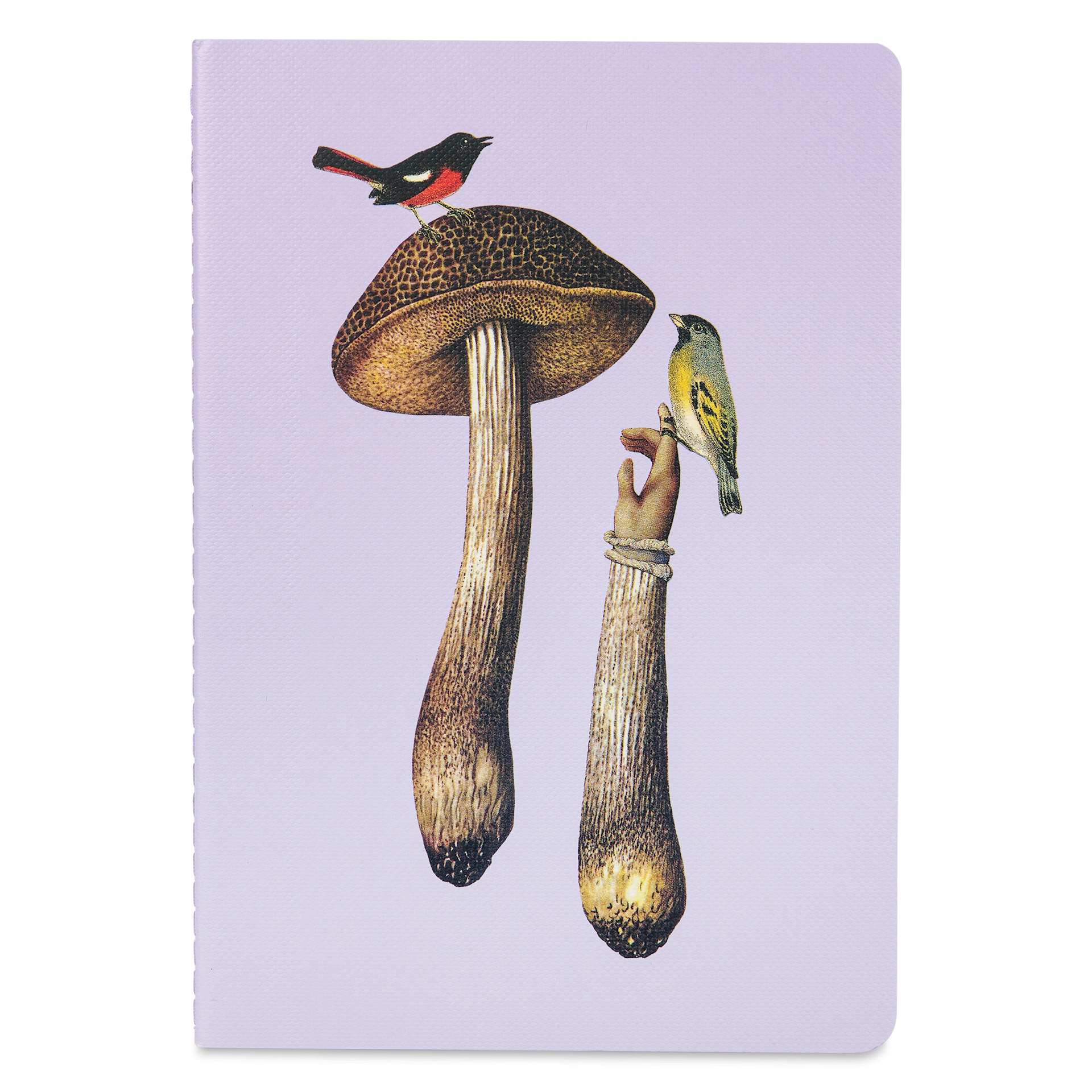 Art of Nature Sewn Notebook Set - Fungi, Set of 3, 6" x 8-1/2", 64 pages, mushroom with birds