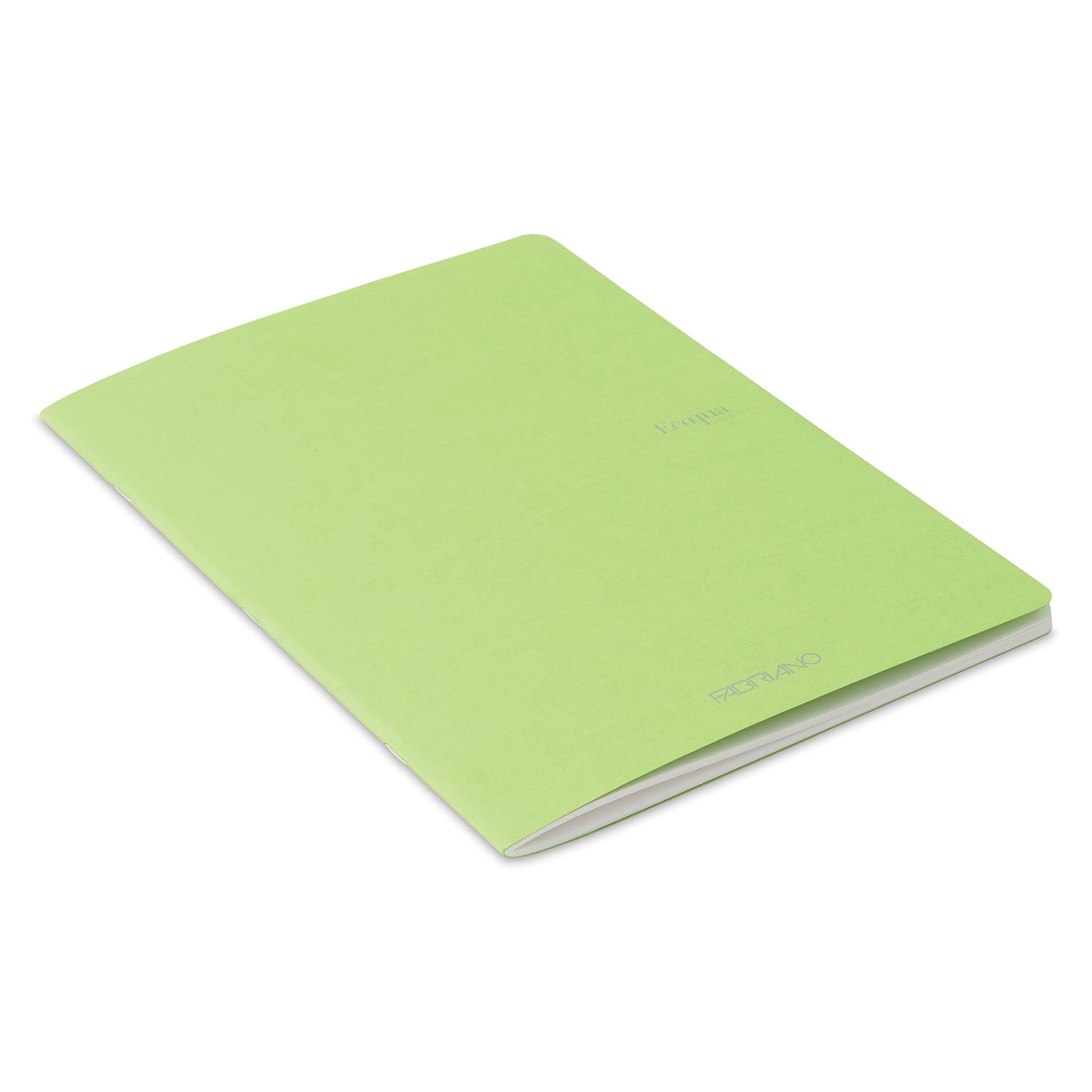 Fabriano EcoQua Staplebound Notebook - Lime, 11.7" x 8.3", Lined (side view)