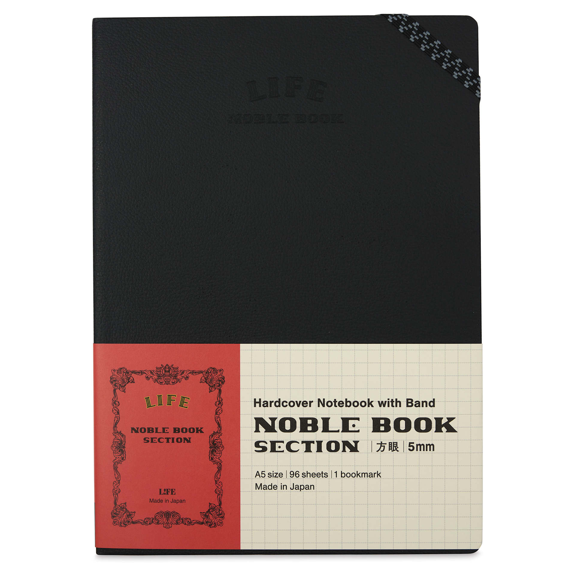 Life Stationery Noble Notebook - 6" x 8", A5, Grid, 96 Pages, front of packaging