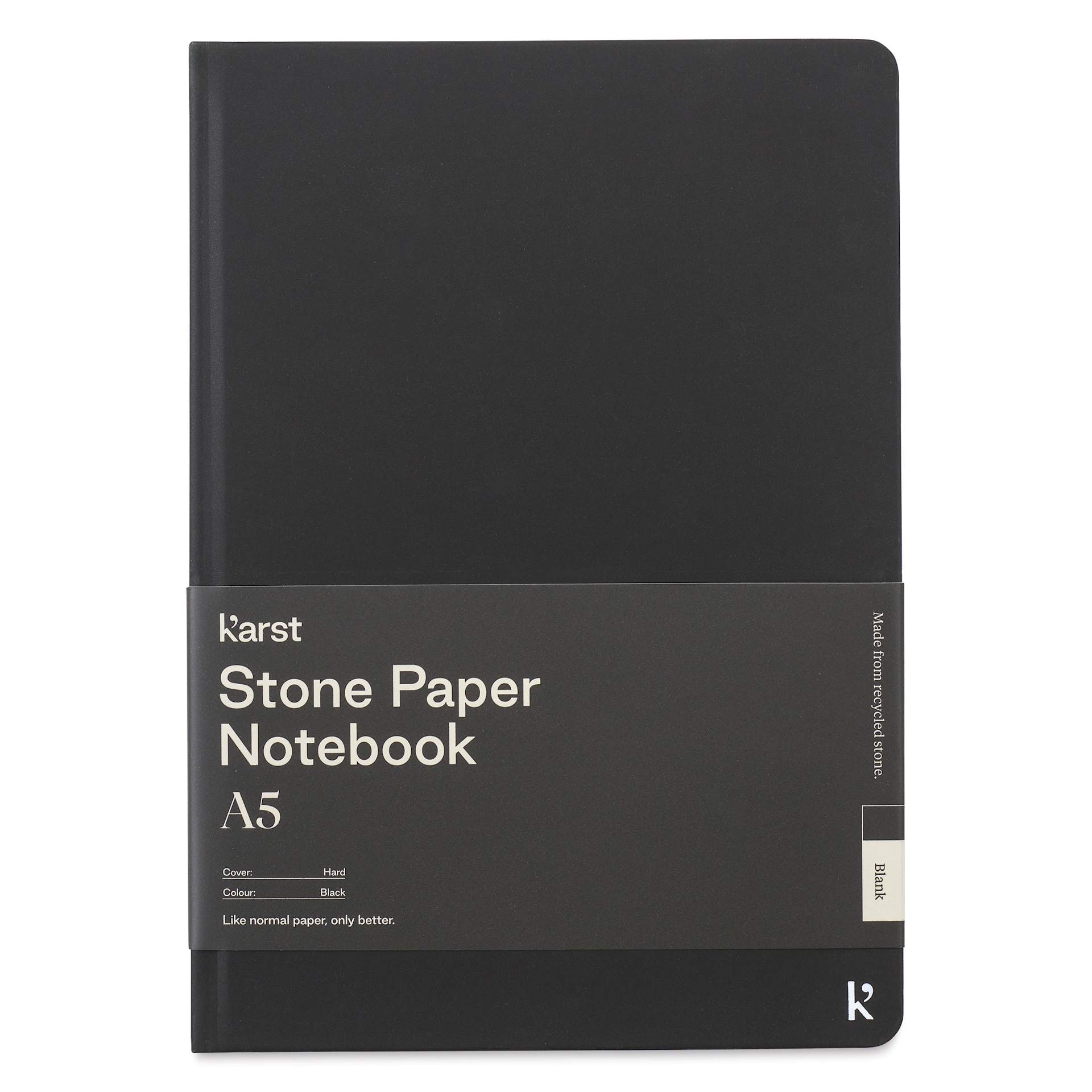 Karst Stone Paper Notebook - Black, A5, Blank, front