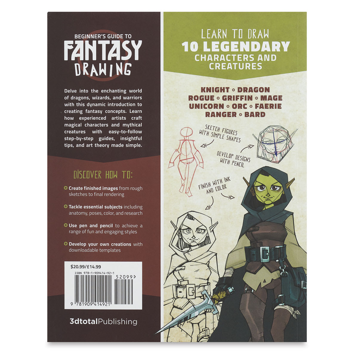 Beginner’s Guide to Fantasy Drawing- Back cover of Book