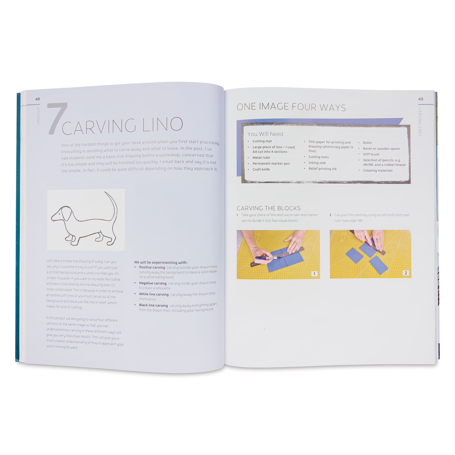 Linocut: A Creative Guide to Making Beautiful Prints, carving lino instructions