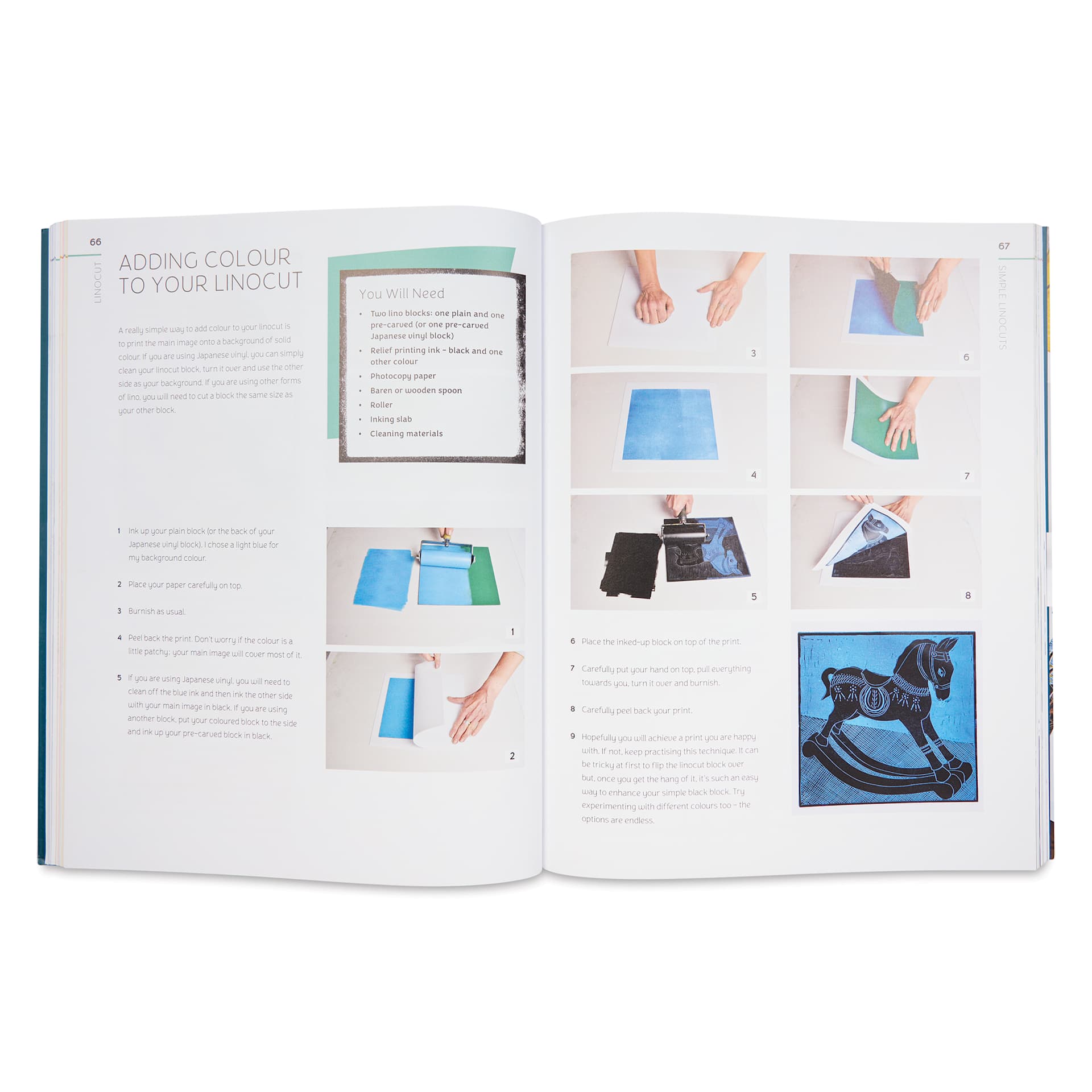 Linocut: A Creative Guide to Making Beautiful Prints, adding colour to your linocut