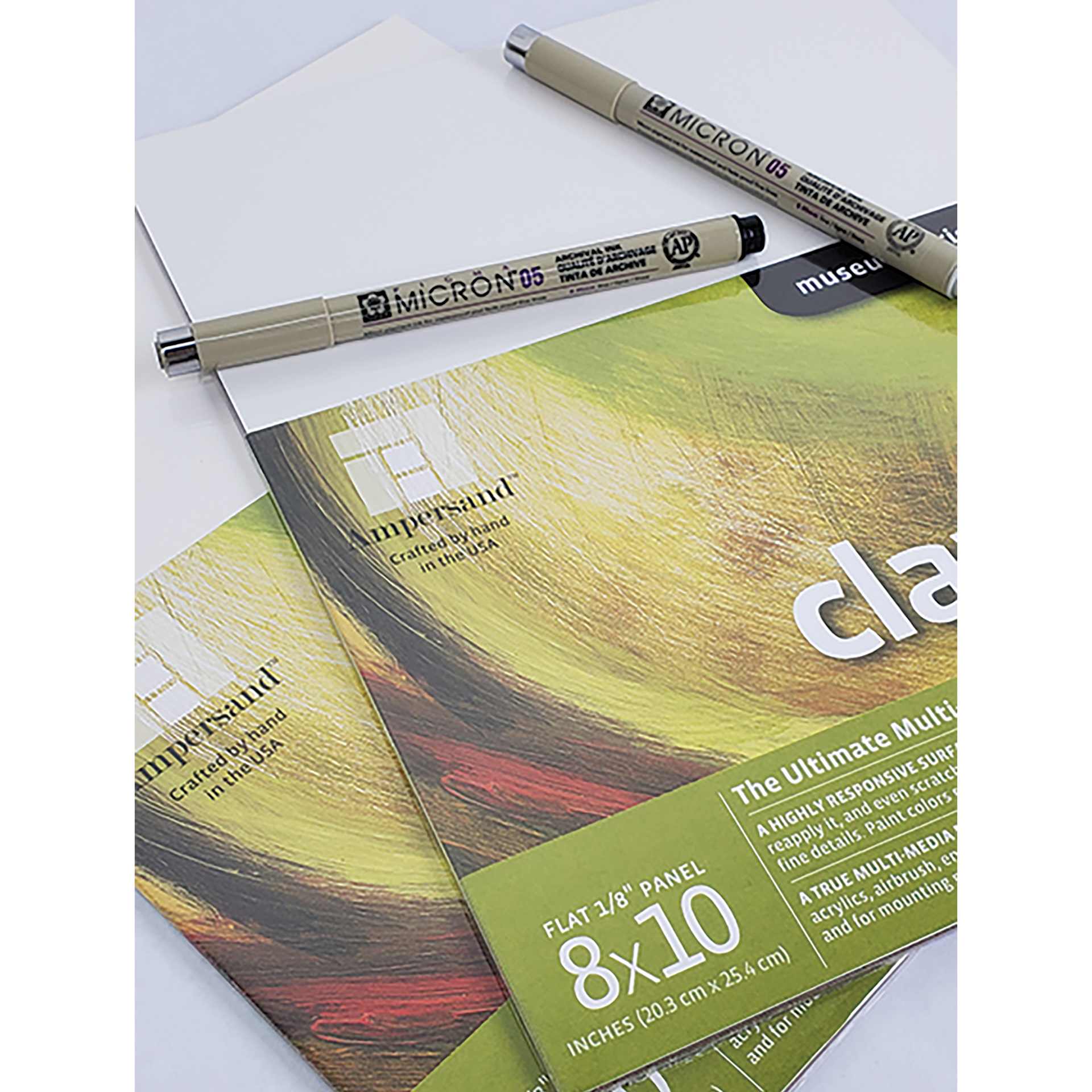 Ampersand Claybord and Pigma Micron Pen Pack (Boards fanned out)