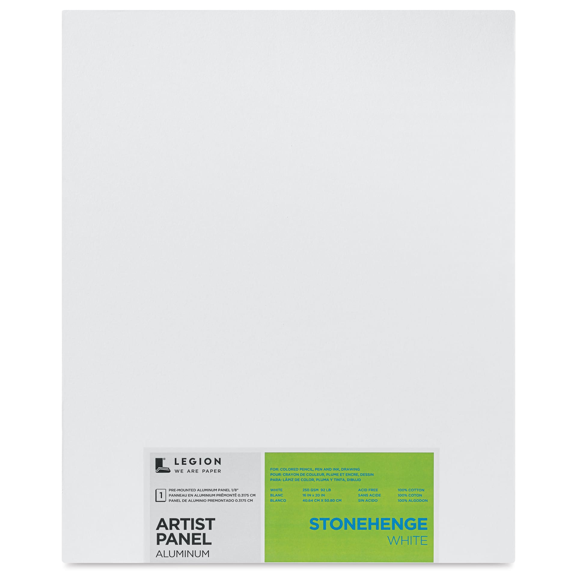 Legion Stonehenge White Drawing Aluminum Artist Panel - 16" x 20", front of packaging Legion Stonehenge White Drawing Aluminum Artist Panel - 16" x 20", front of packaging
